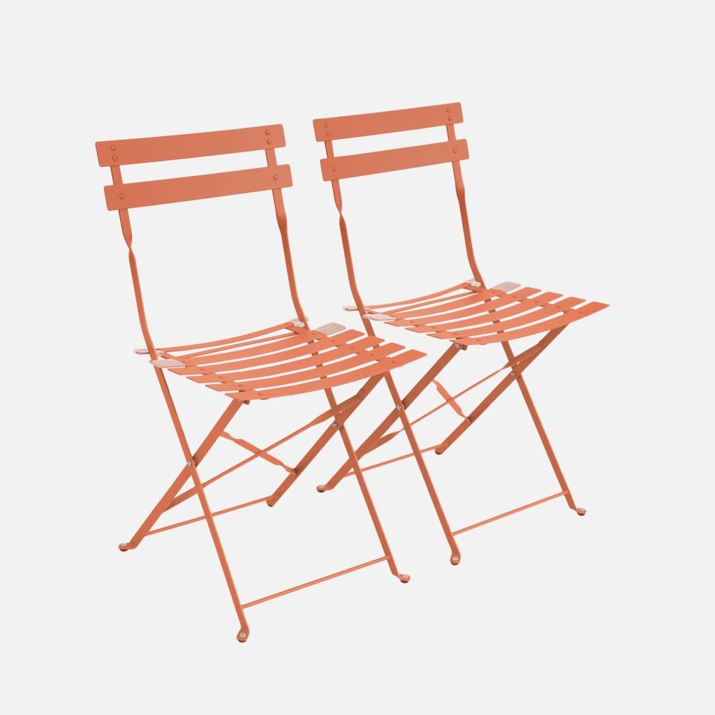 Lot de 2 chaises de jardin pliables en acier thermolaqué tomette