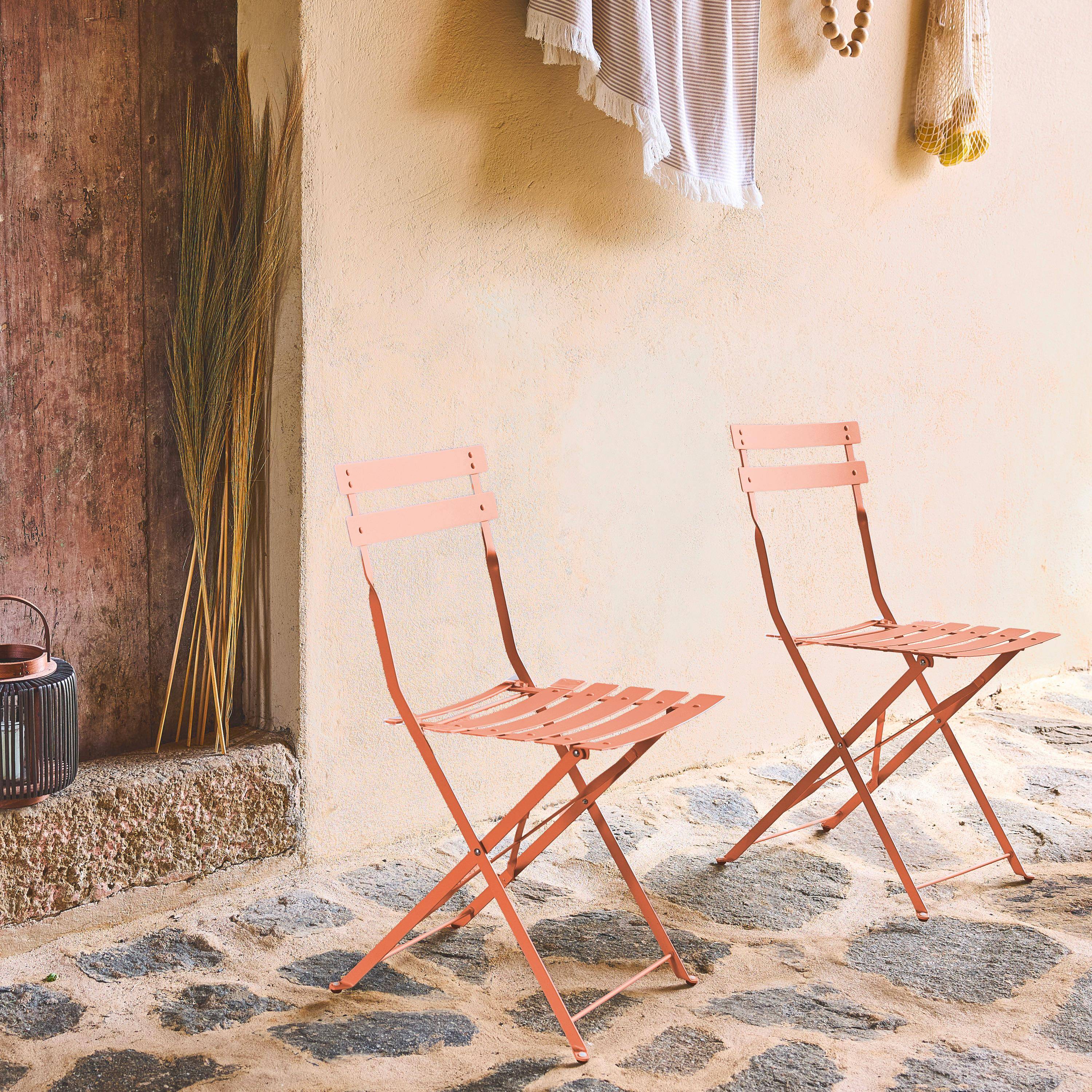 Set 2 sedie da giardino pieghevole in metallo Rosa tostato - 49.5x41x80.5 cm,sweeek,Photo3