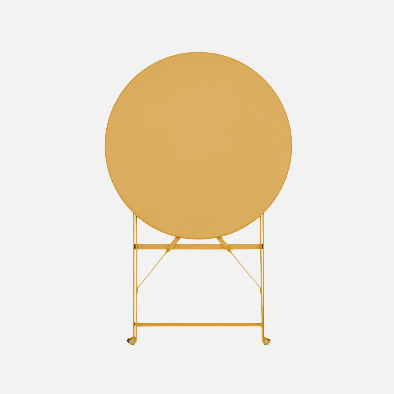 Tavolo da giardino bistrot pieghevole in metallo con 2 sedie, Emilia, Ocra, 60x60x71 cm Photo7