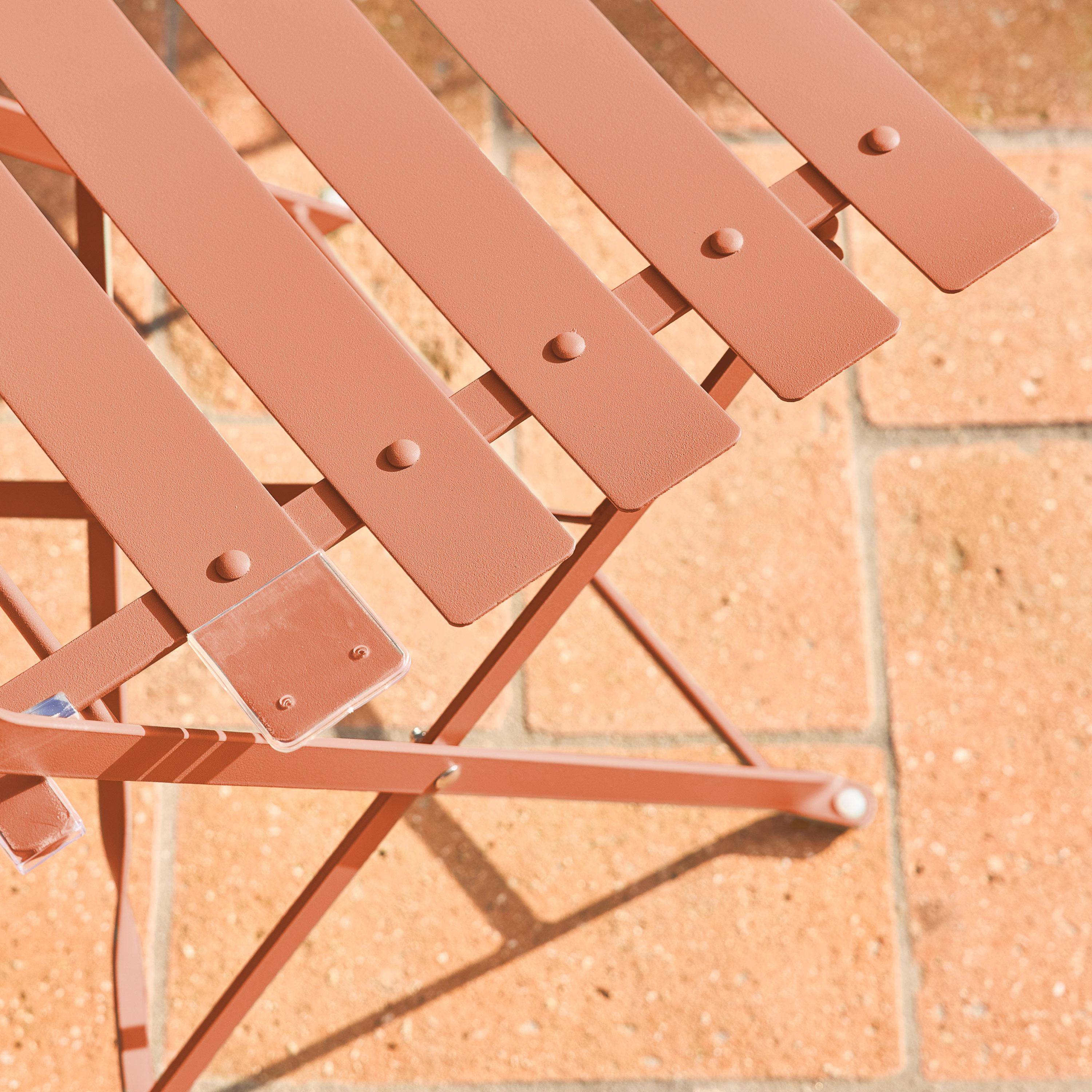 Tavolo da giardino bistrot pieghevole in metallo con 2 sedie, Emilia, Rosa tostato, 60x60x71 cm Photo3