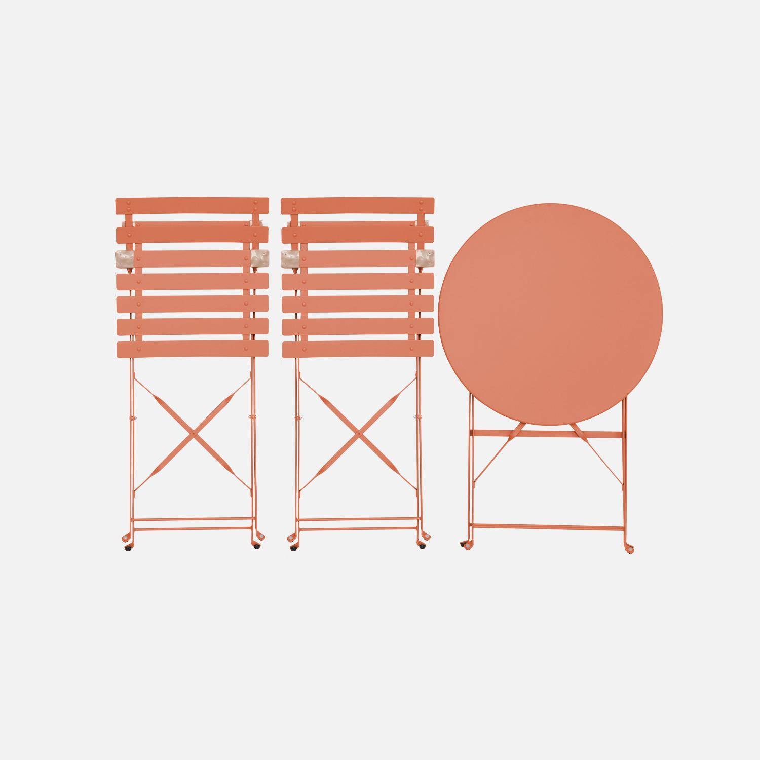 Tavolo da giardino bistrot pieghevole in metallo con 2 sedie, Emilia, Rosa tostato, 60x60x71 cm,sweeek,Photo6