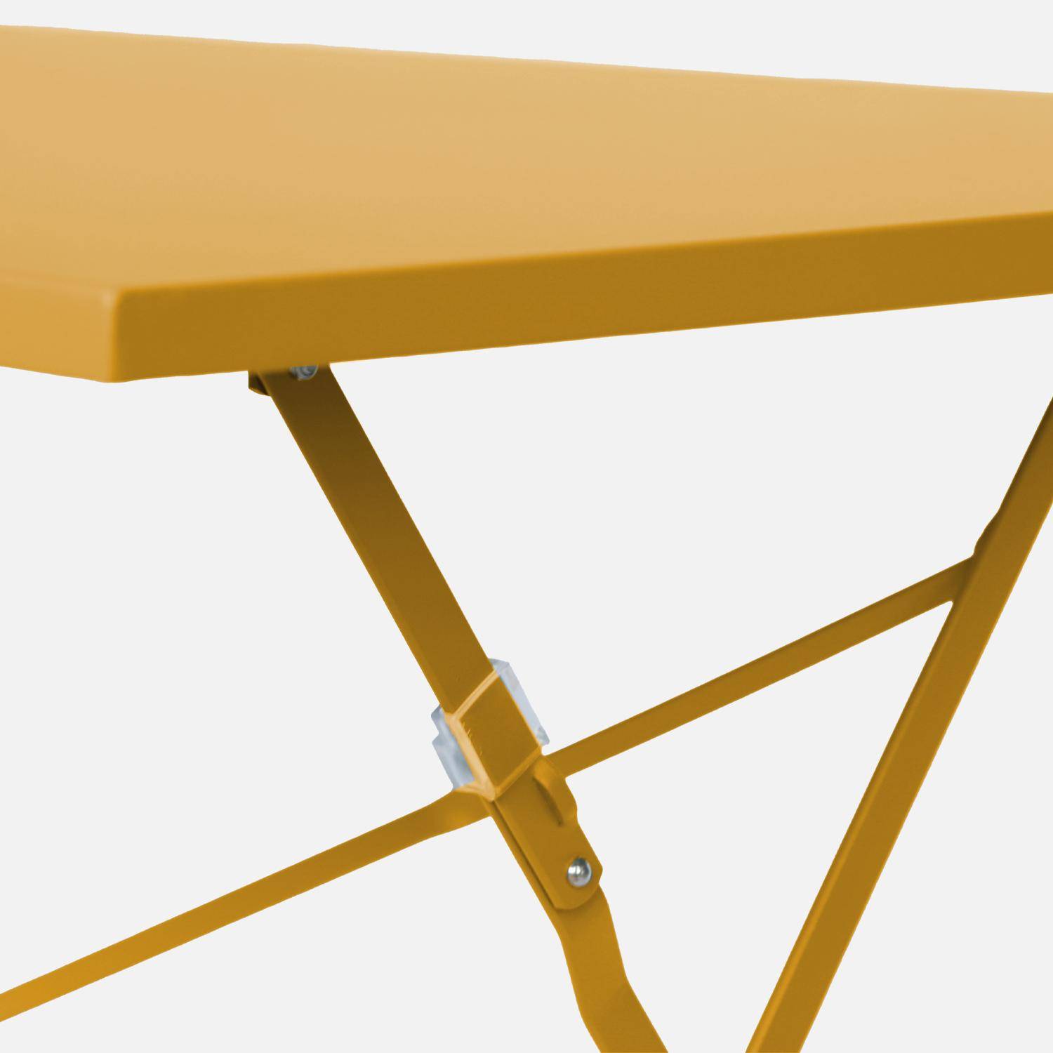 Table de jardin bistrot rectangulaire pliable métal 110 x 70cm, 4 places,sweeek,Photo3