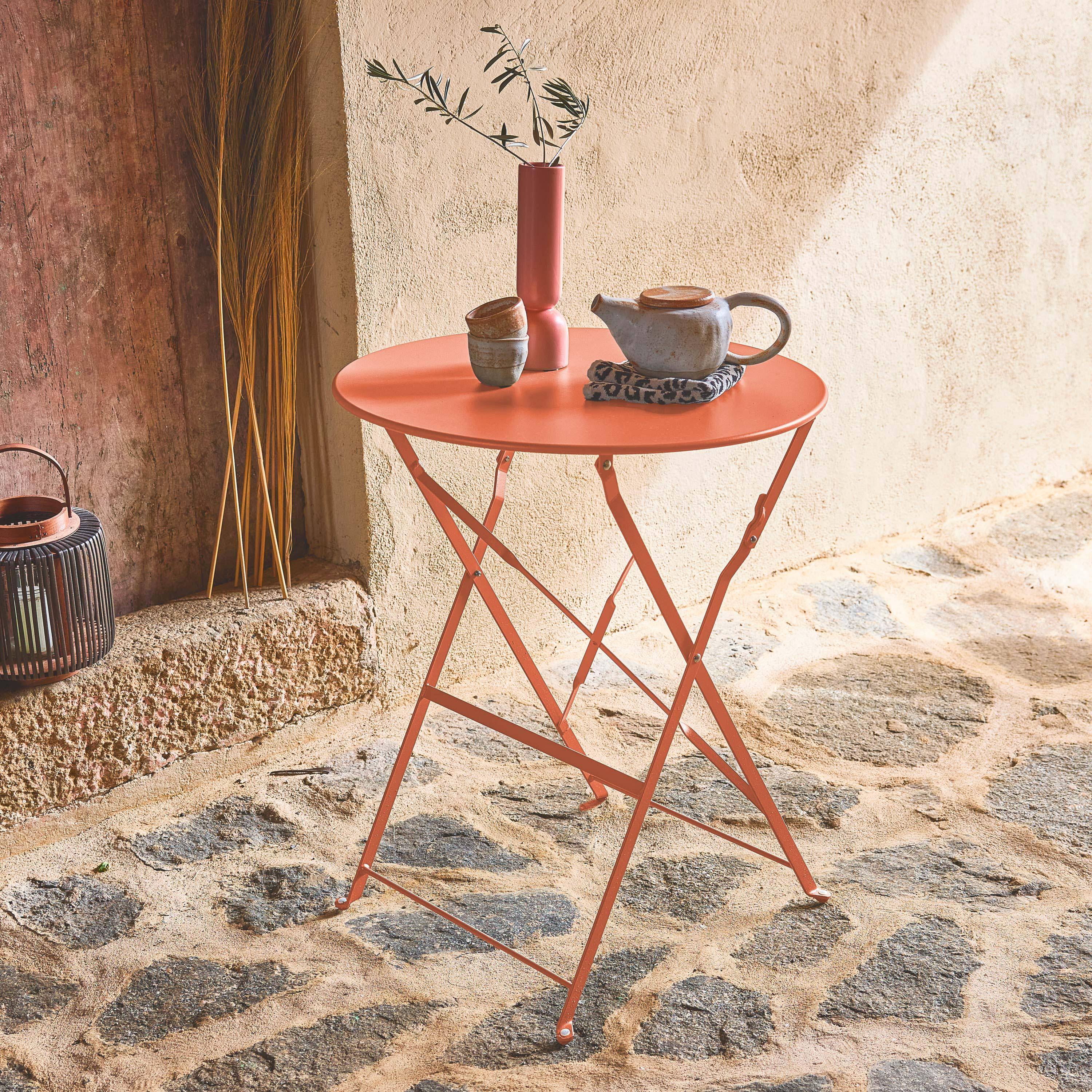Runder klappbarer Gartentisch braunrosa