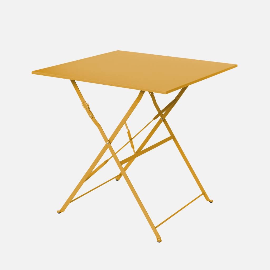 Table jardin carrée en acier thermolaqué, ocre