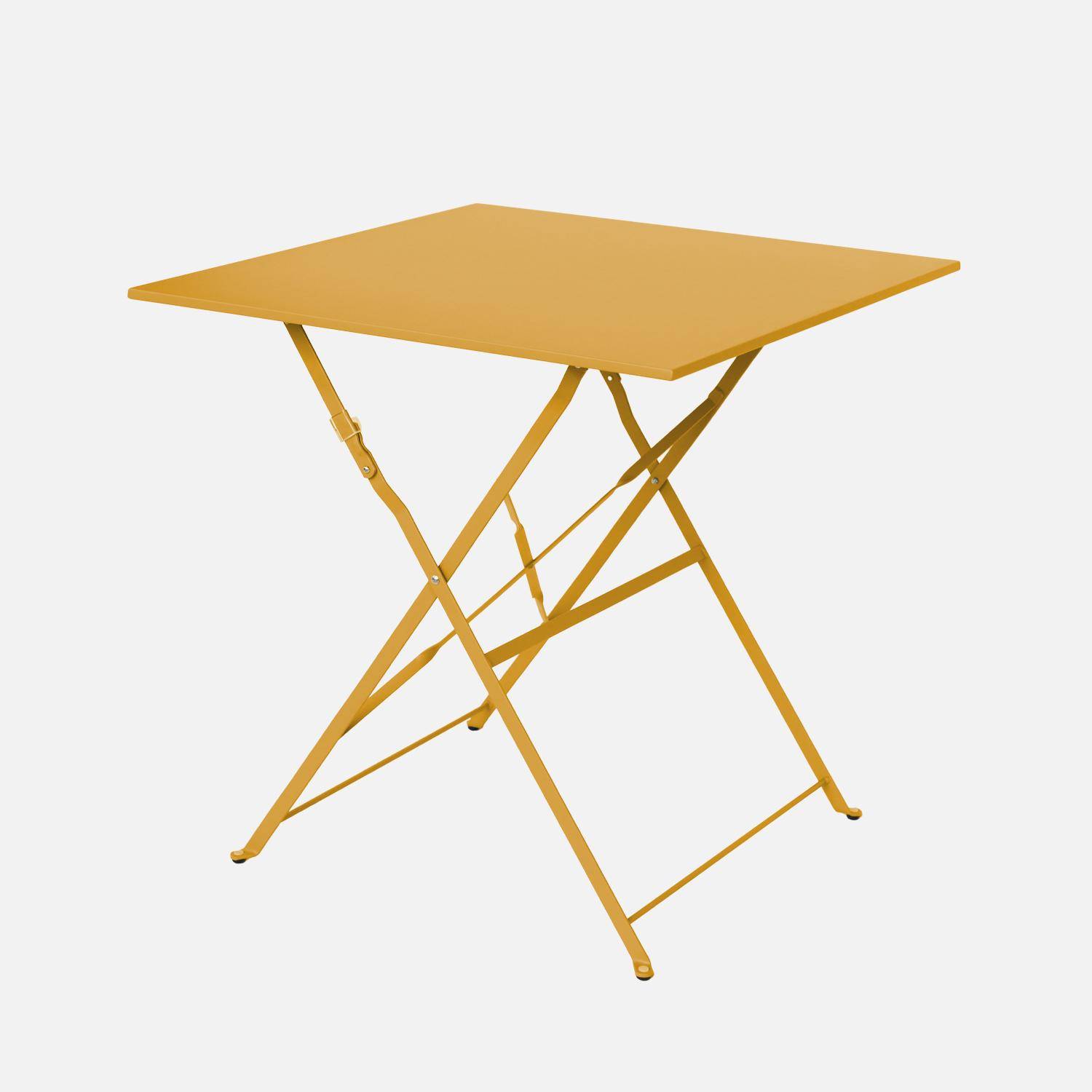 Table jardin bistrot carrée pliable 70x70cm, 2 places en acier thermolaqué,sweeek,Photo2