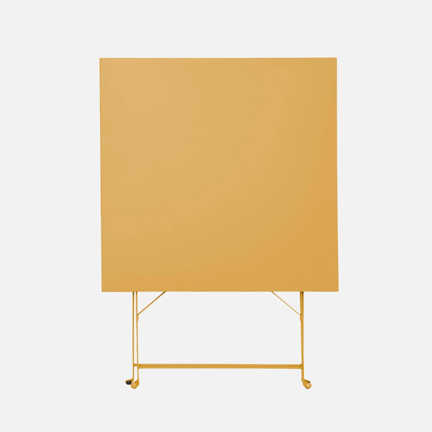 Table jardin bistrot carrée pliable 70x70cm, 2 places en acier thermolaqué,sweeek,Photo3
