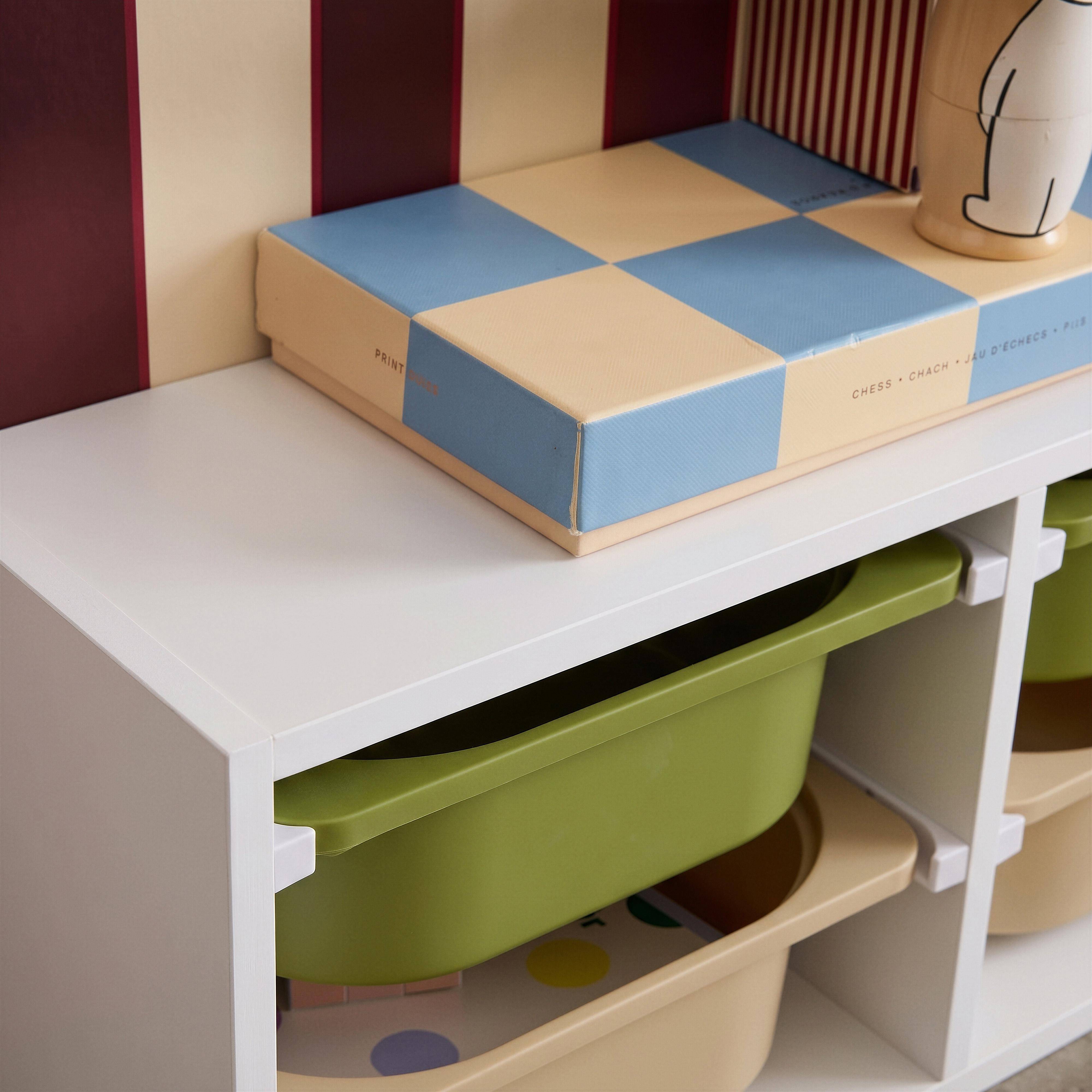 Meuble de rangement pour enfant, 6 bacs en plastique vert olive taupe - Sora Photo4