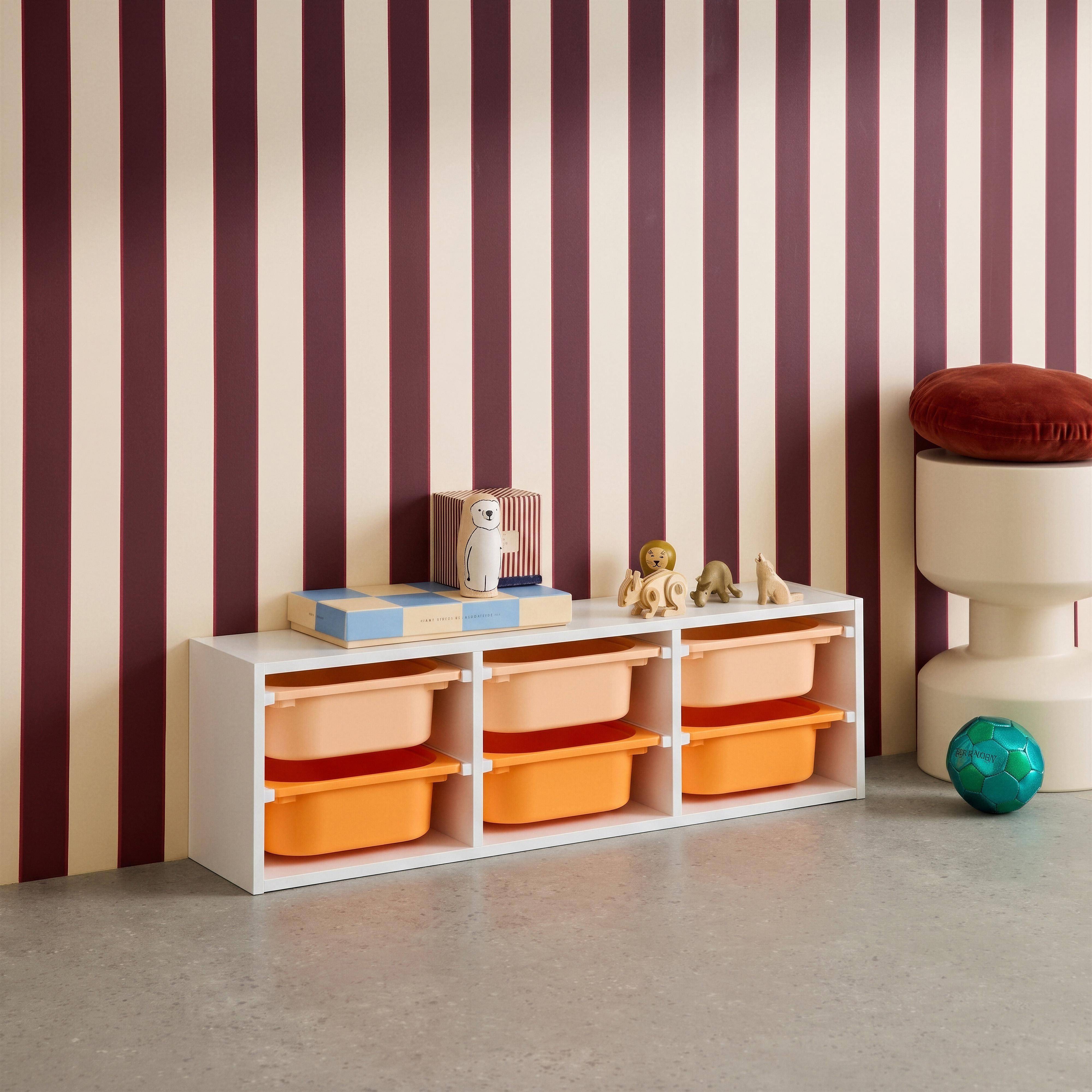 Meuble de rangement pour enfant, 6 bacs en plastique orange pêche - Sora Photo1