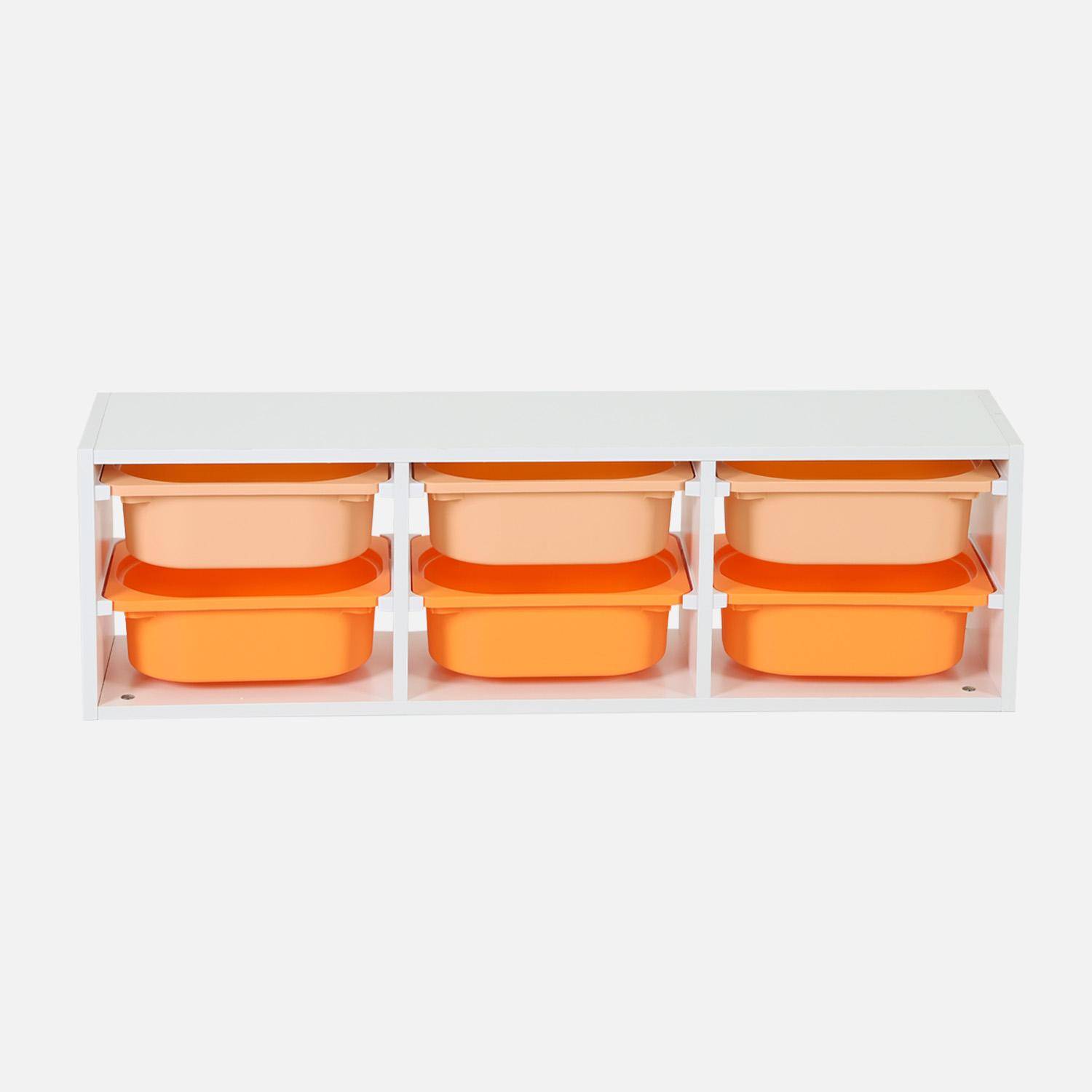 Meuble de rangement pour enfant, 6 bacs en plastique orange pêche - Sora,sweeek,Photo2