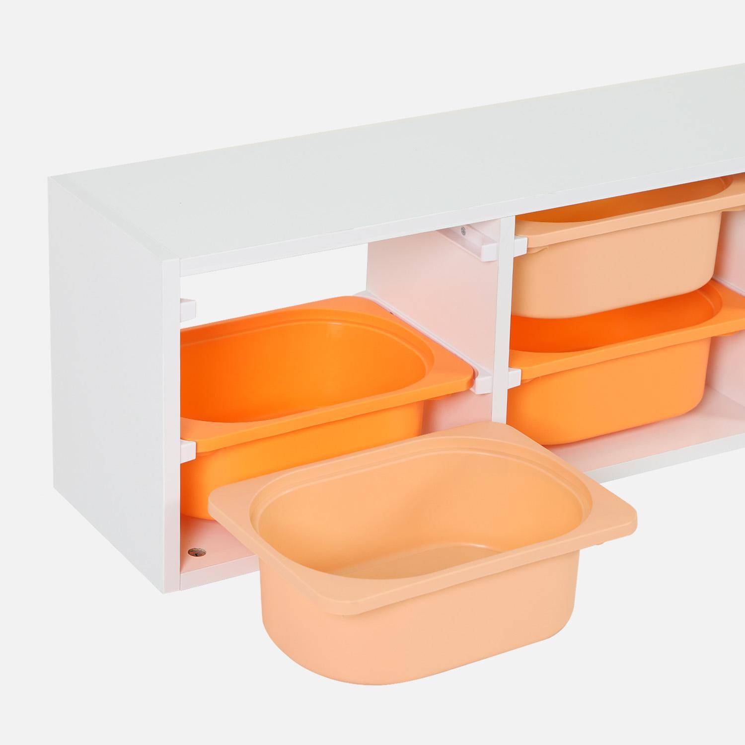 Meuble de rangement pour enfant, 6 bacs en plastique orange pêche - Sora,sweeek,Photo3