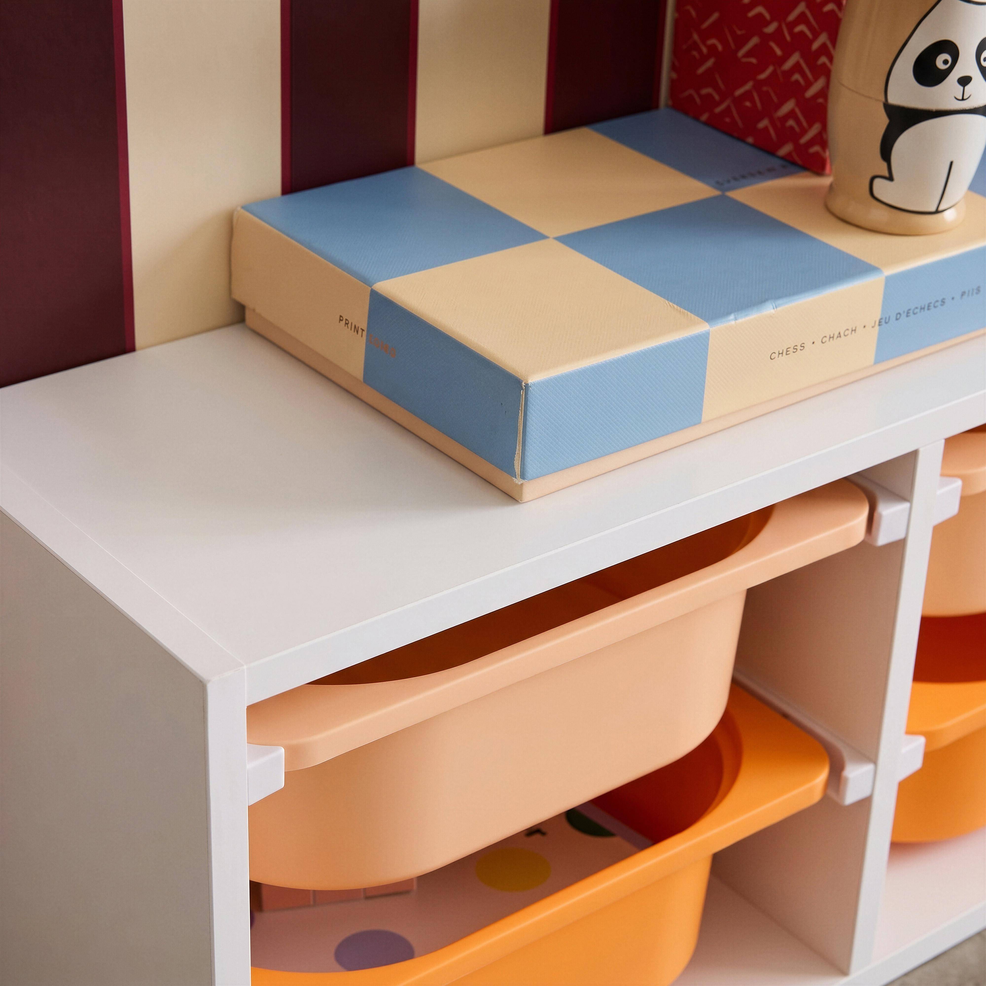 Meuble de rangement pour enfant, 6 bacs en plastique orange pêche - Sora Photo4