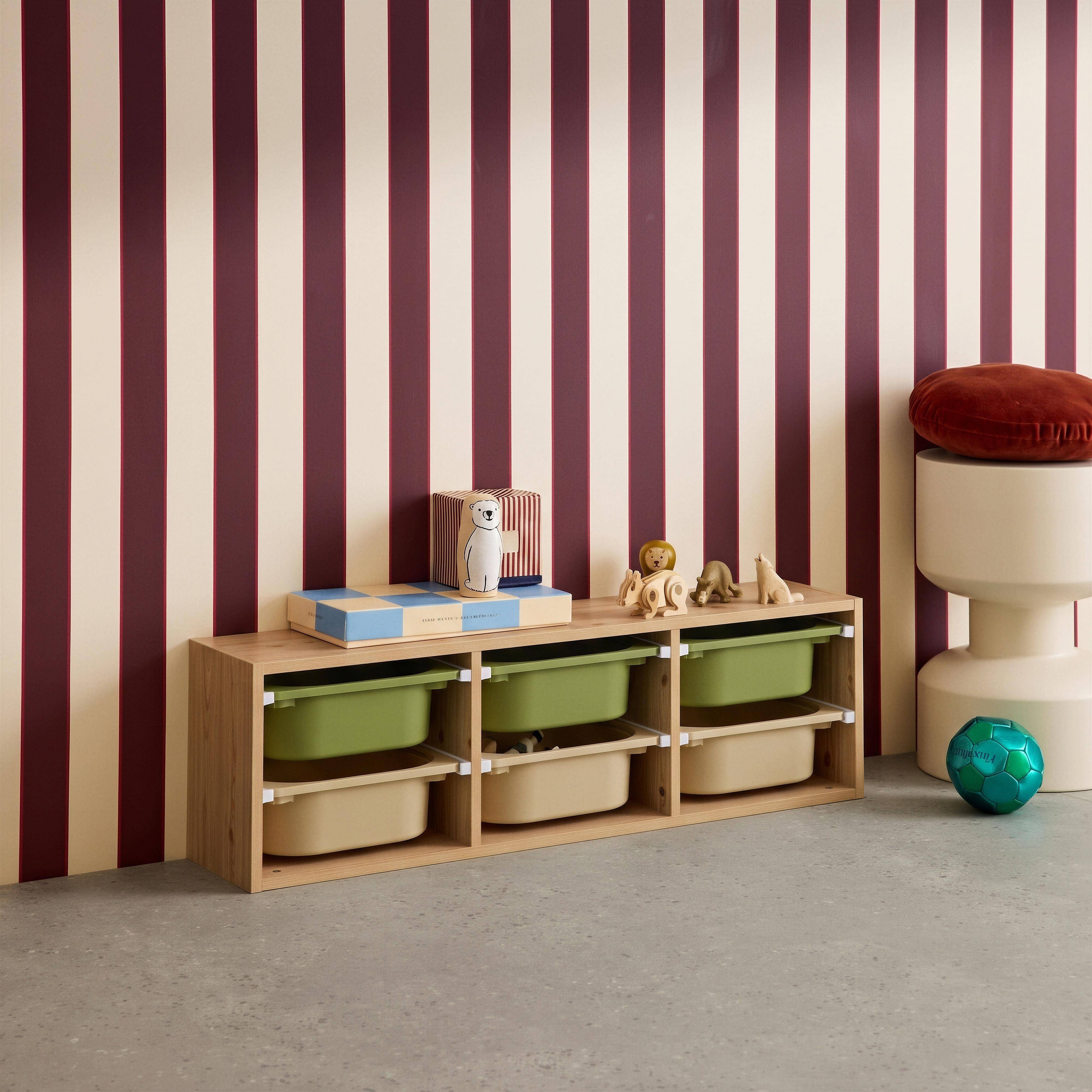Mobile contenitori per bambini con 6 contenitori colorati, Sora, Verde oliva, 97.5x21x29.4 cm,sweeek,Photo2