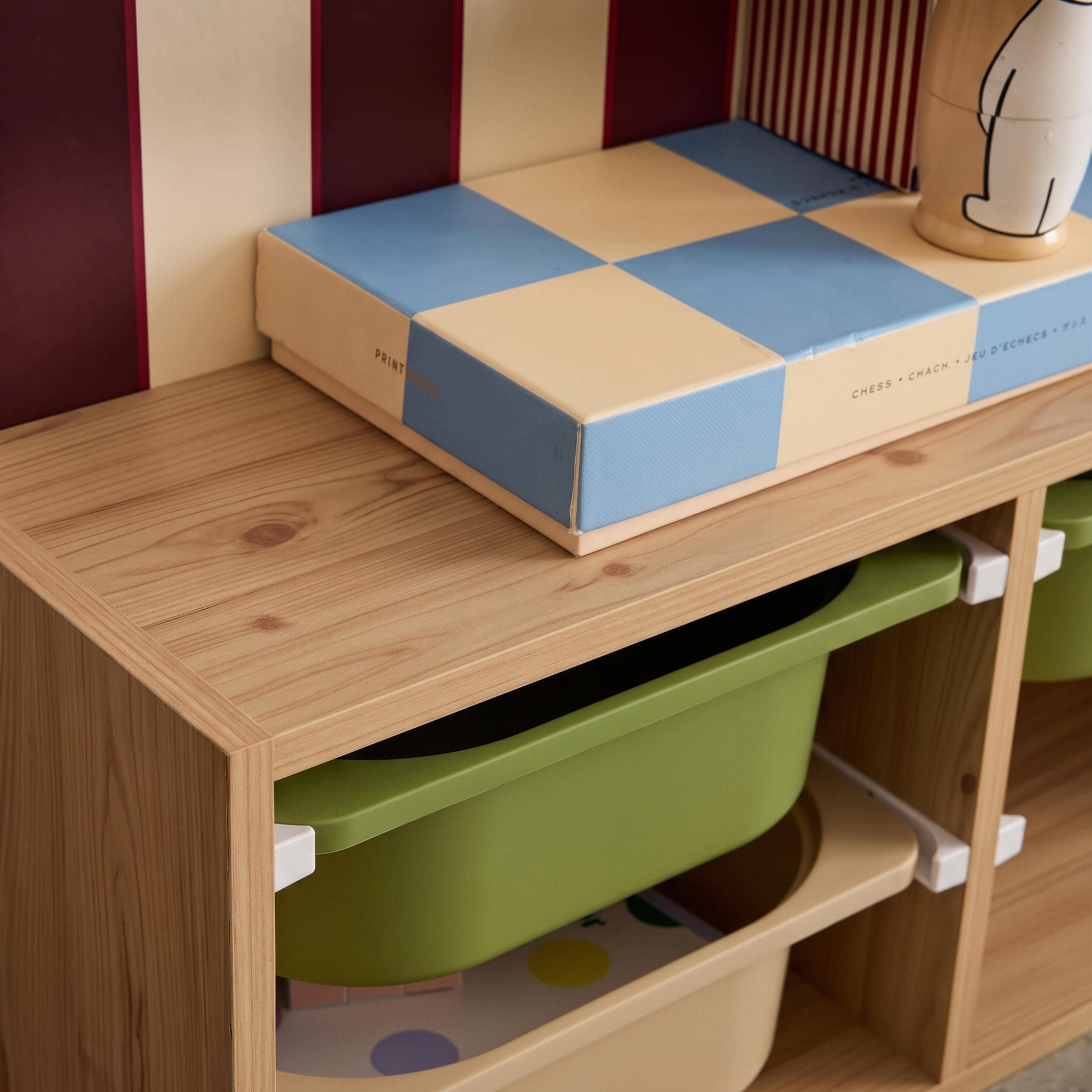 Mobile contenitori per bambini con 6 contenitori colorati, Sora, Verde oliva, 97.5x21x29.4 cm Photo4