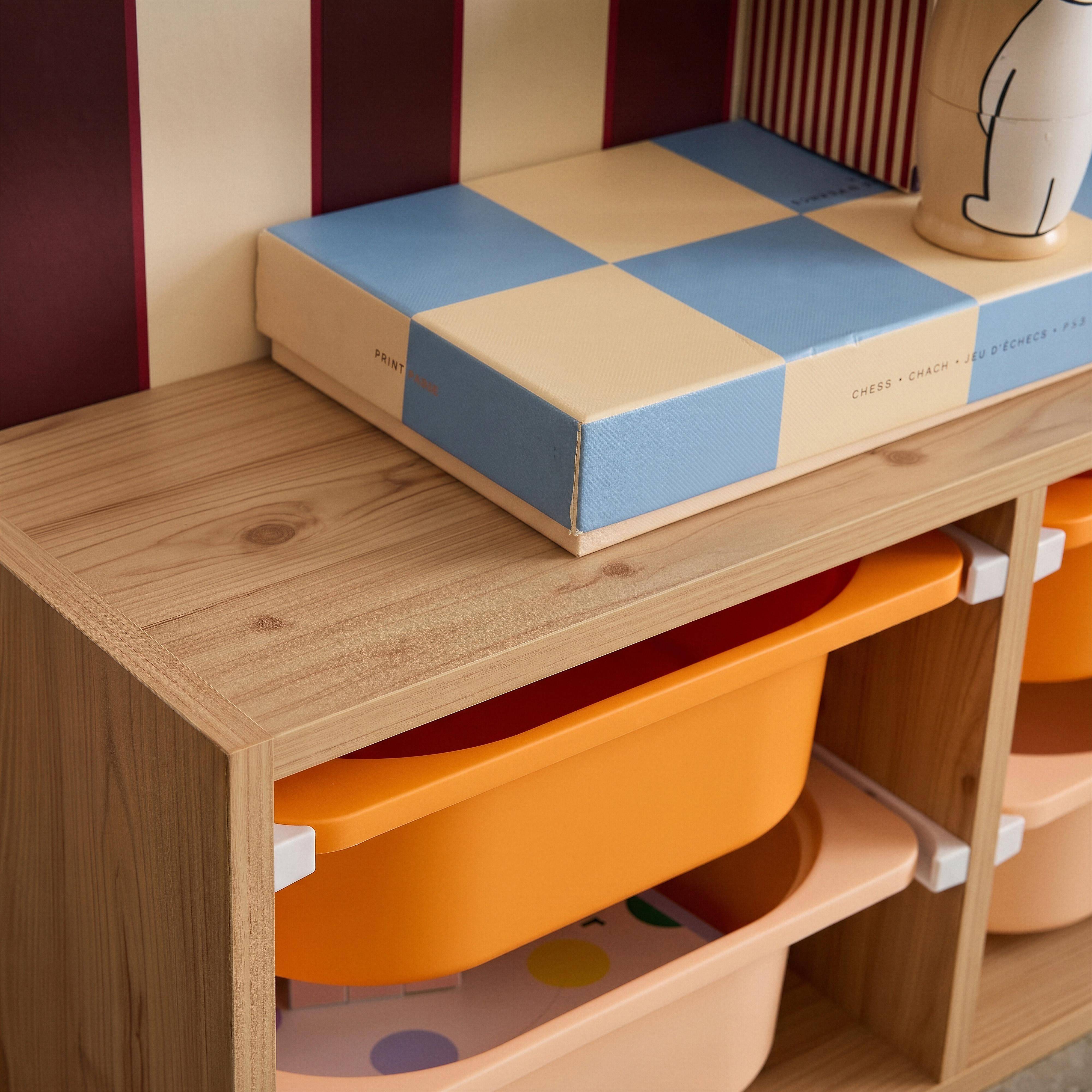 Mobile contenitori per bambini con 6 contenitori colorati, Sora, Arancione, 97.5x21x29.4 cm Photo4
