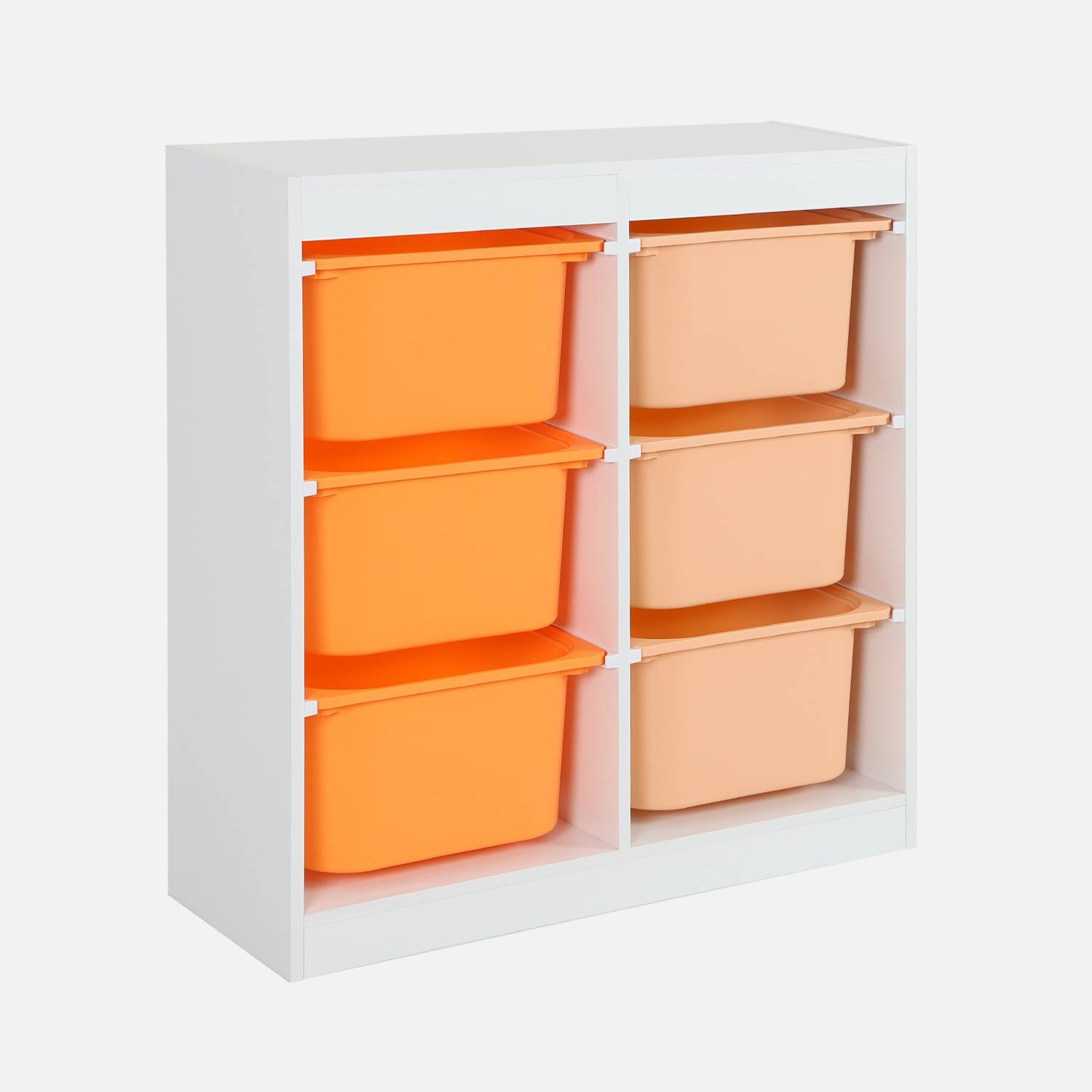 Meuble de rangement enfant 6 bacs de rangement en plastique orange pêche