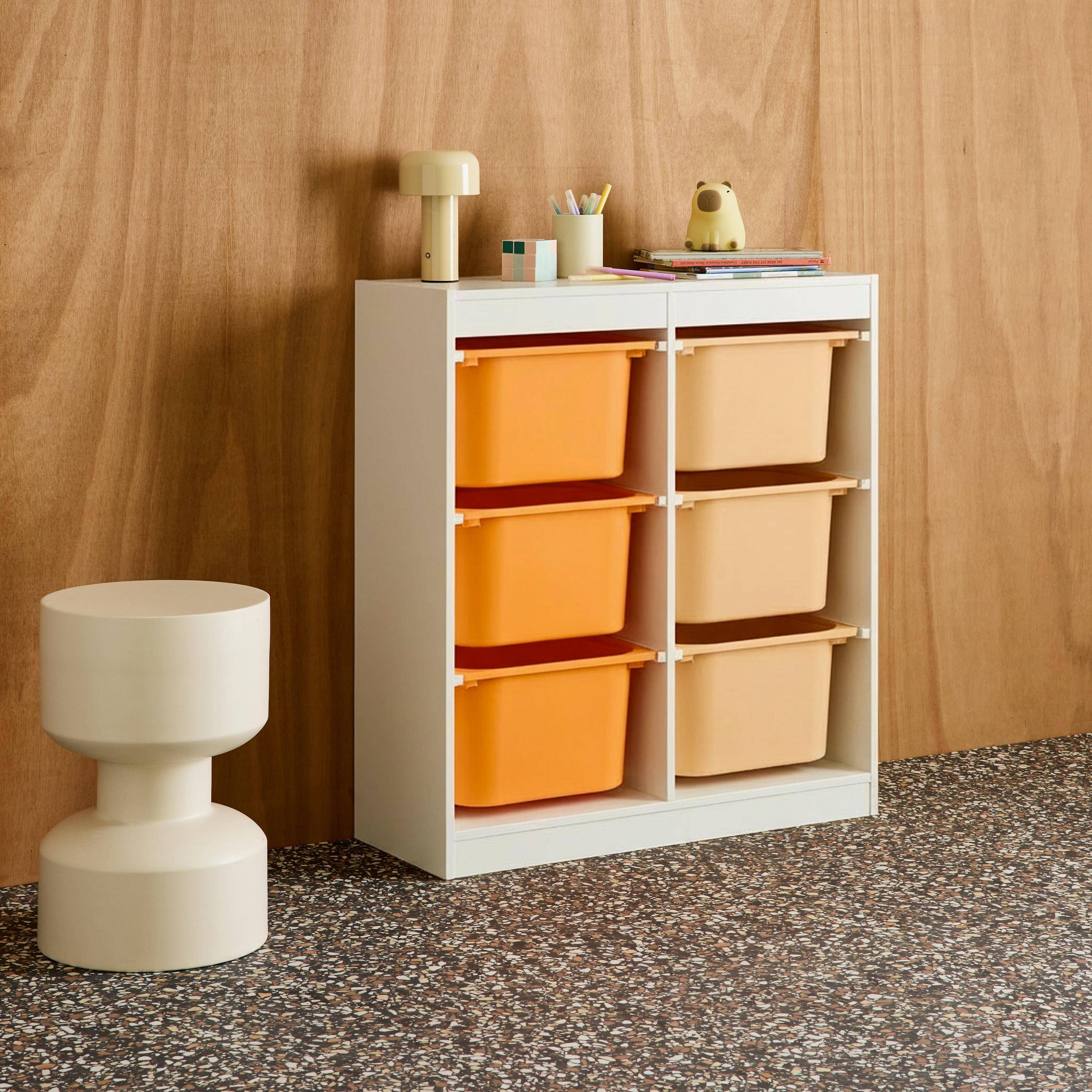 Szafka dziecięca z 6 plastikowymi pojemnikami w kolorze brzoskwiniowym - Sora,sweeek,Photo2