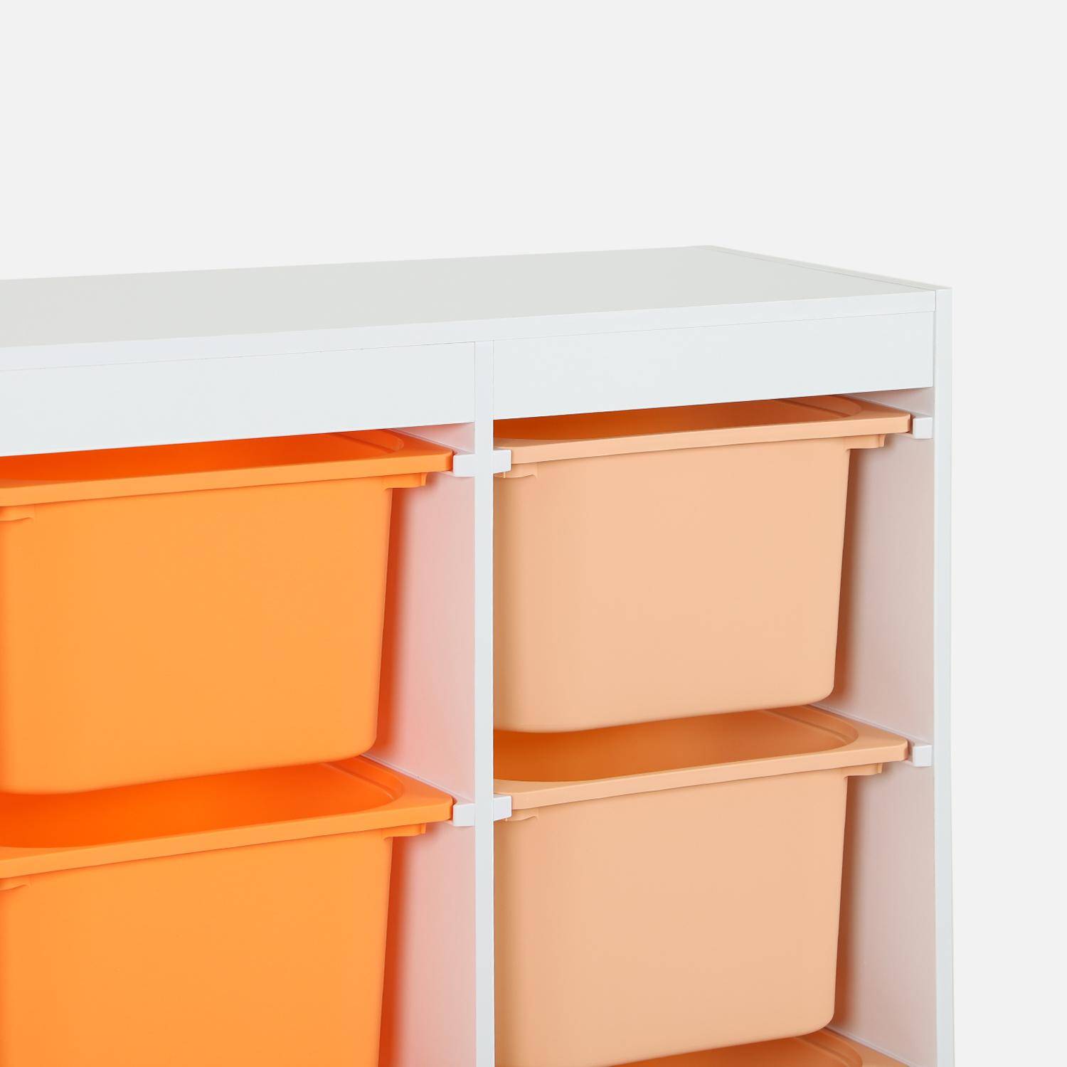 Meuble de rangement enfant 6 bacs de rangement en plastique orange pêche - Sora,sweeek,Photo3