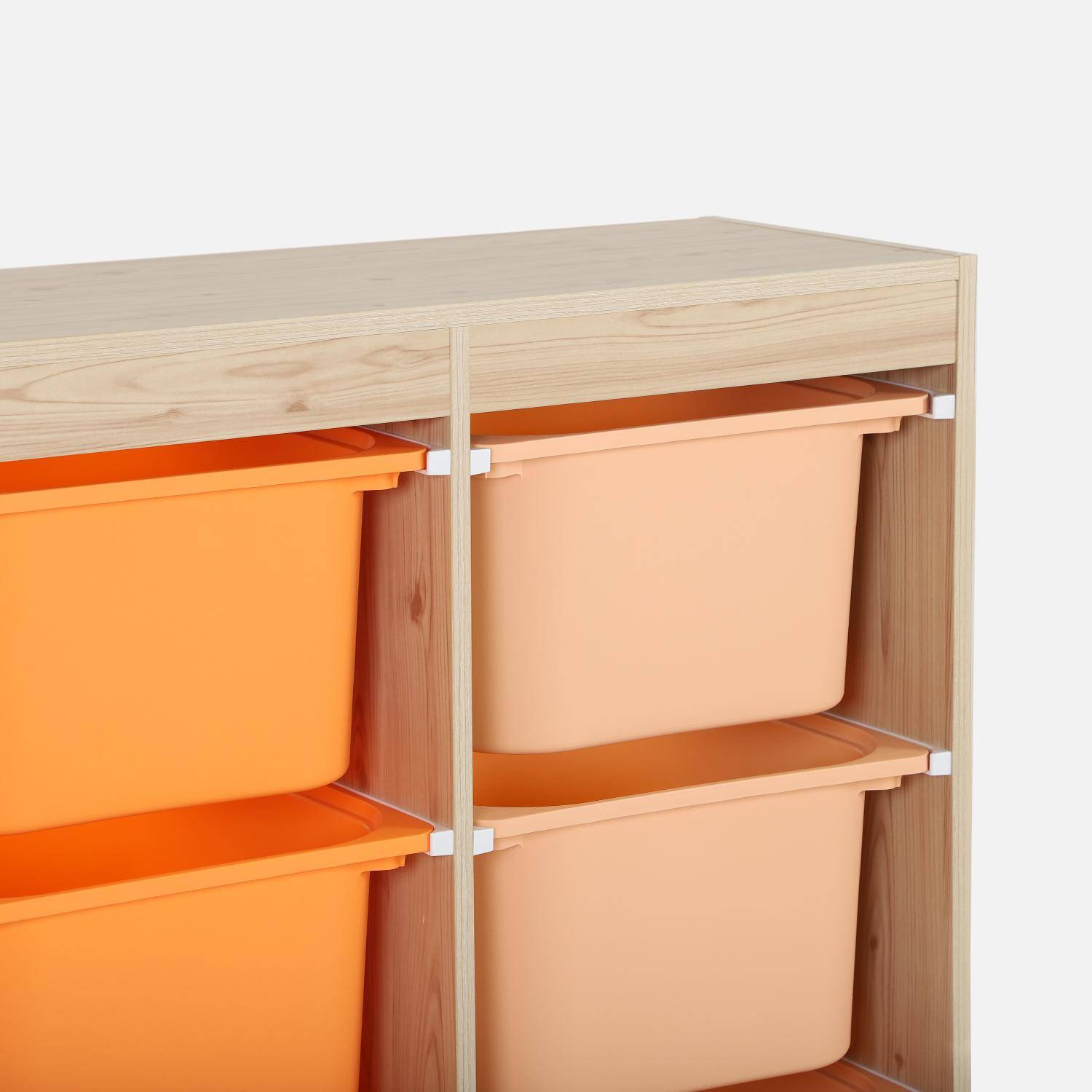 Meuble de rangement enfant 6 bacs de rangement en plastique orange pêche - Sora Photo3