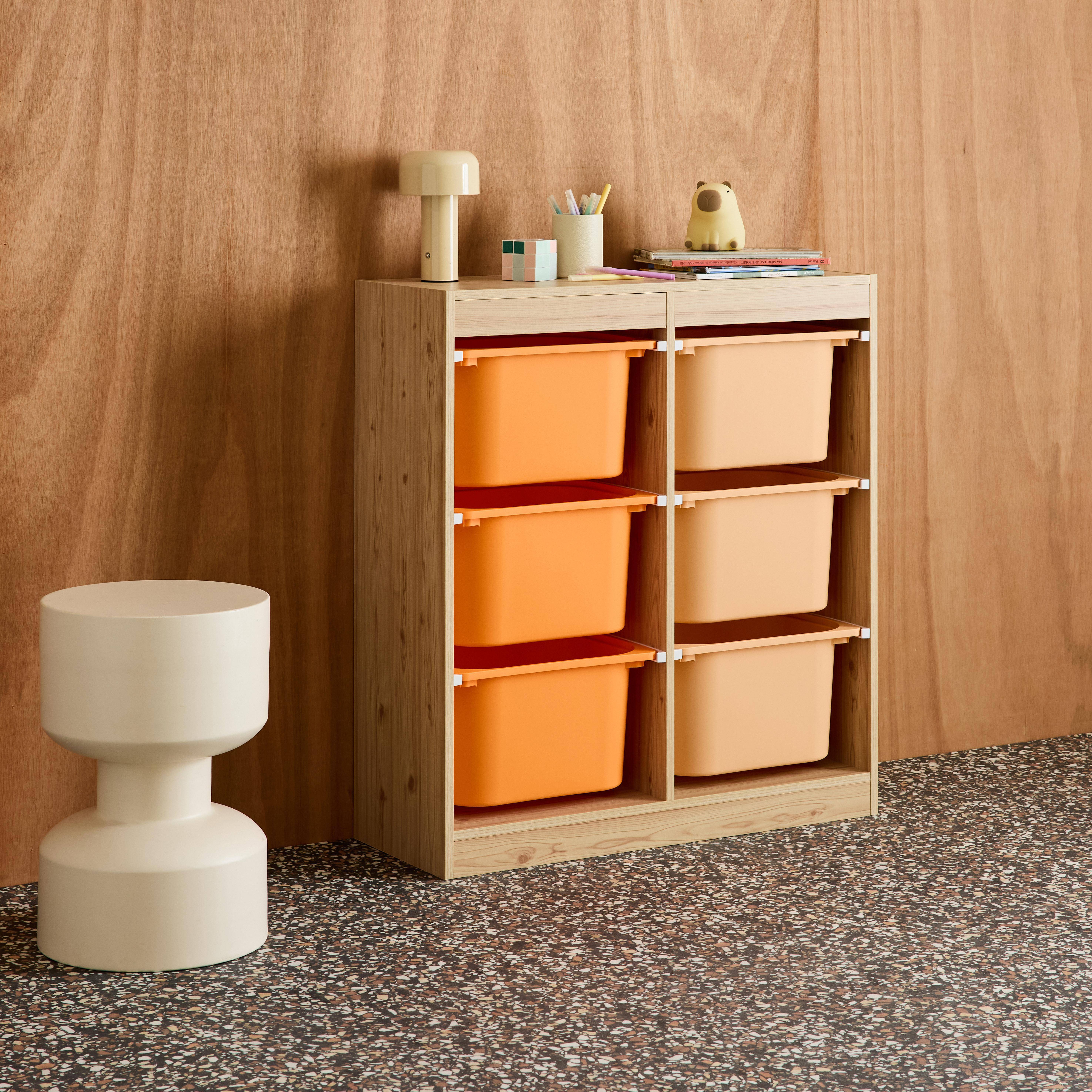 Szafka dziecięca z 6 kolorowymi pojemnikami do przechowywania z tworzywa sztucznego w kolorze pomarańczowym - Sora,sweeek,Photo2