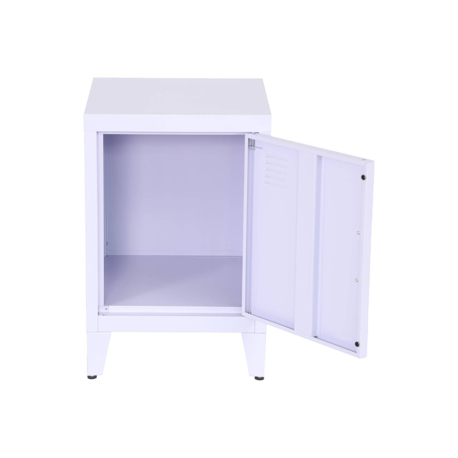 Lot de 2 tables de chevet en acier 1 porte, lilas, casier, L 38 x P 38 x H 55,7 cm Photo7