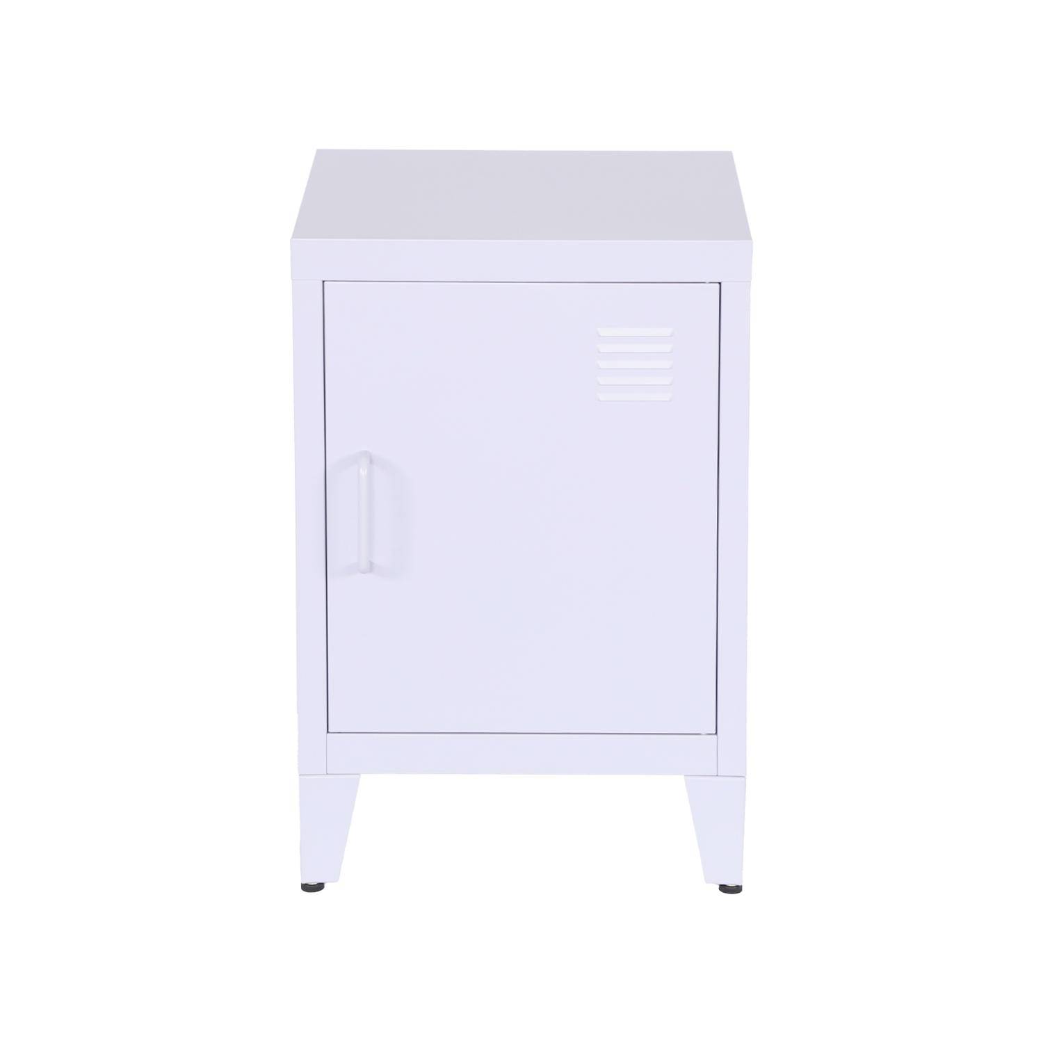Lot de 2 tables de chevet en acier 1 porte, lilas, casier, L 38 x P 38 x H 55,7 cm Photo6