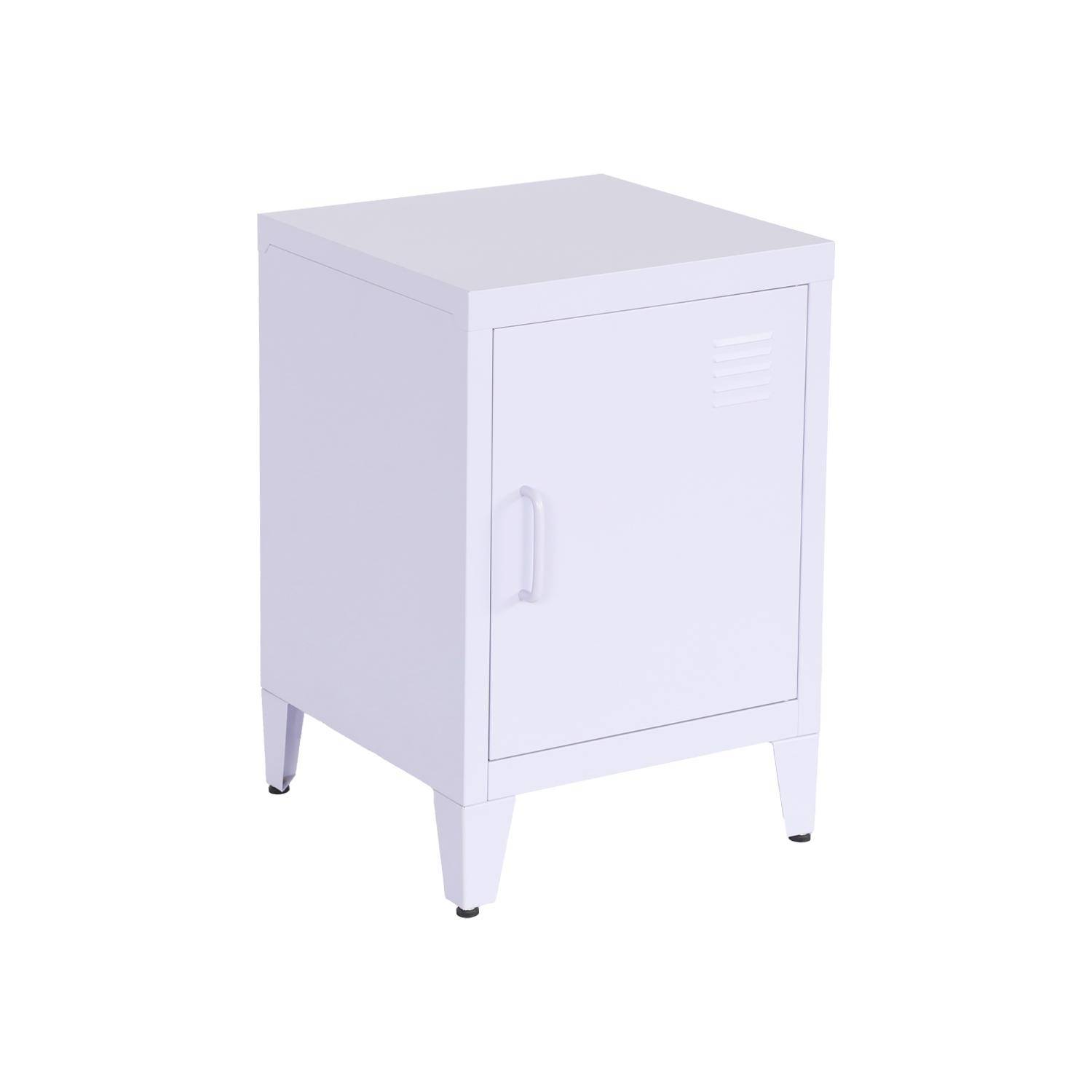 Lot de 2 tables de chevet en acier 1 porte, lilas, casier, L 38 x P 38 x H 55,7 cm,sweeek,Photo5