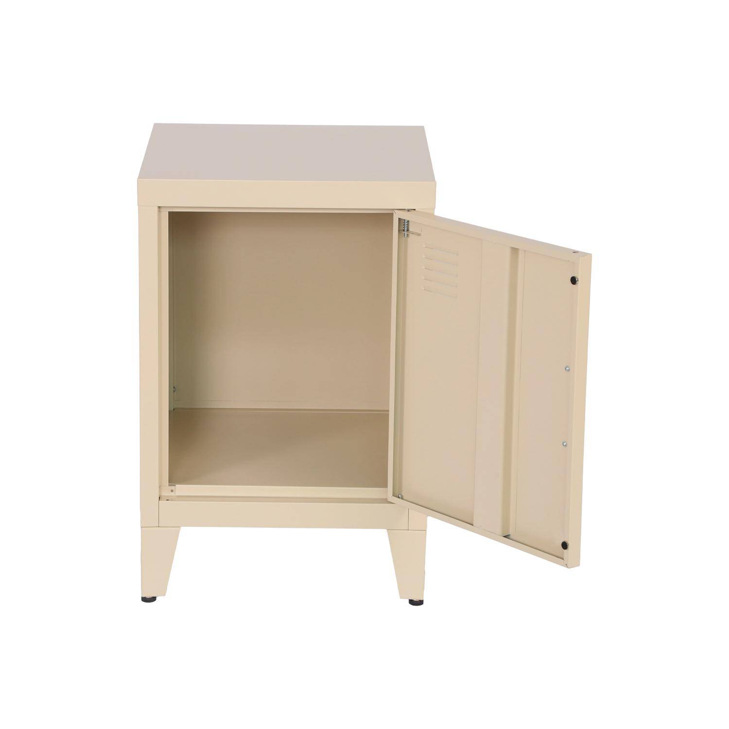Lot de 2 tables de chevet en acier 1 porte, beige, casier, L 38 x P 38 x H 55,7 cm Photo7