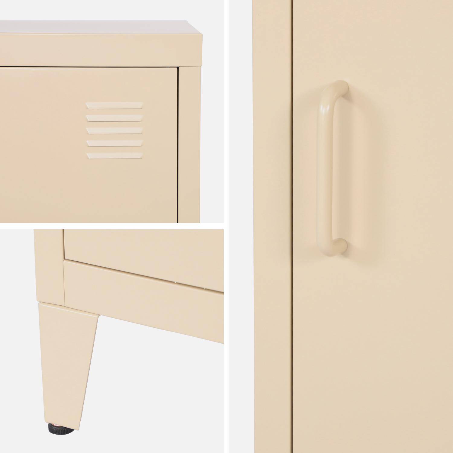 Lot de 2 tables de chevet en acier 1 porte, beige, casier, L 38 x P 38 x H 55,7 cm Photo4