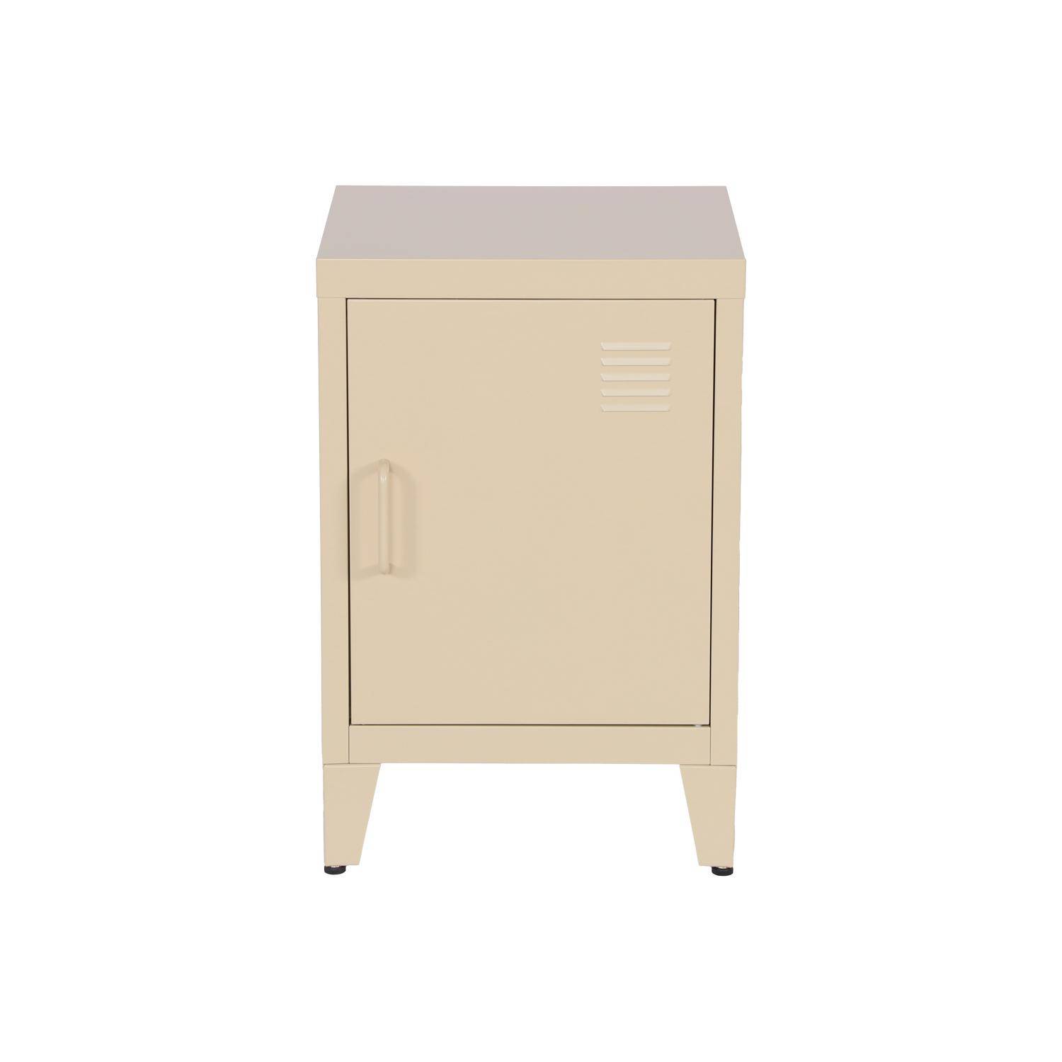 Lot de 2 tables de chevet en acier 1 porte, beige, casier, L 38 x P 38 x H 55,7 cm Photo6