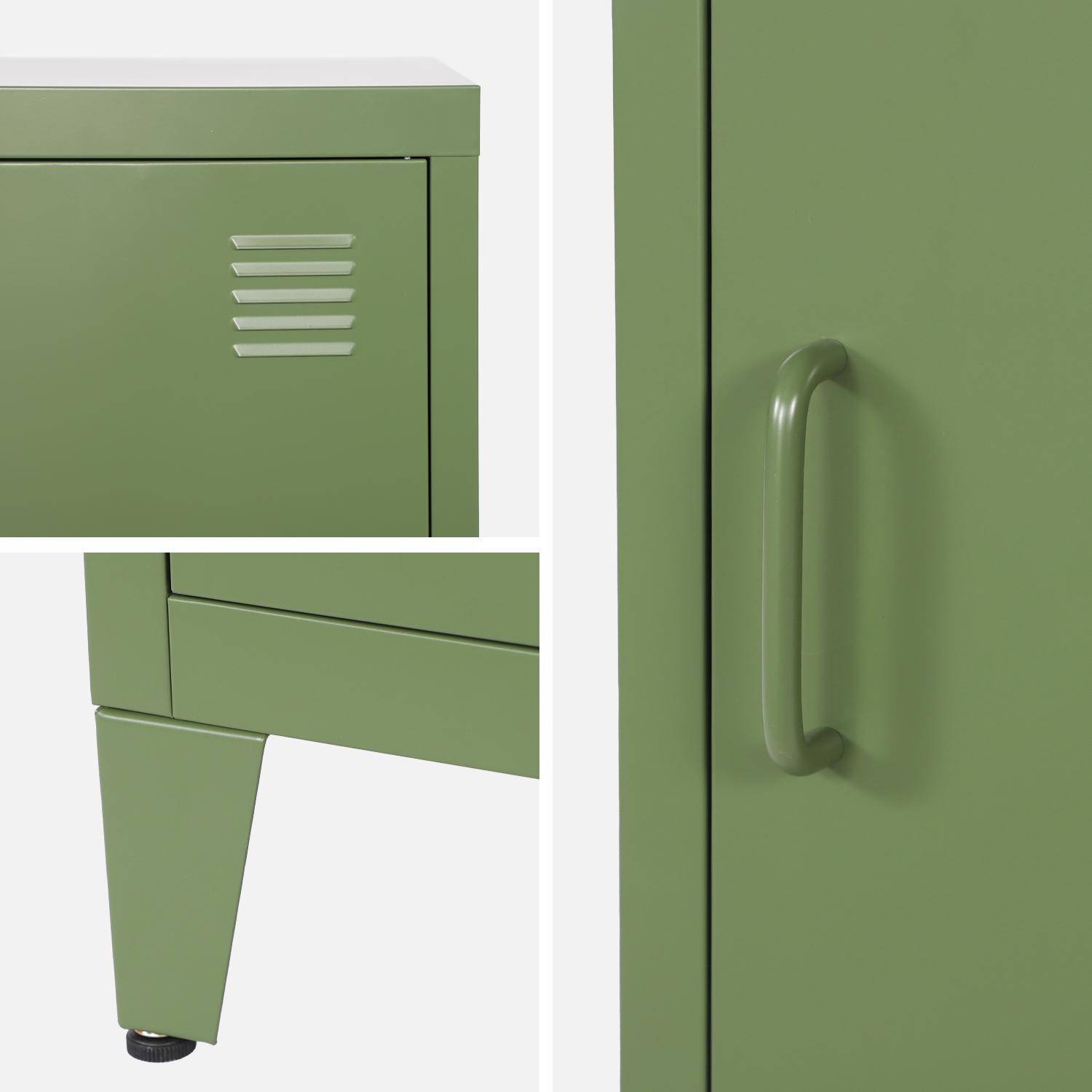 Set 2 comodini industriali, 1 anta, Soho, Verde kaki, 38x38x57 cm,sweeek,Photo7