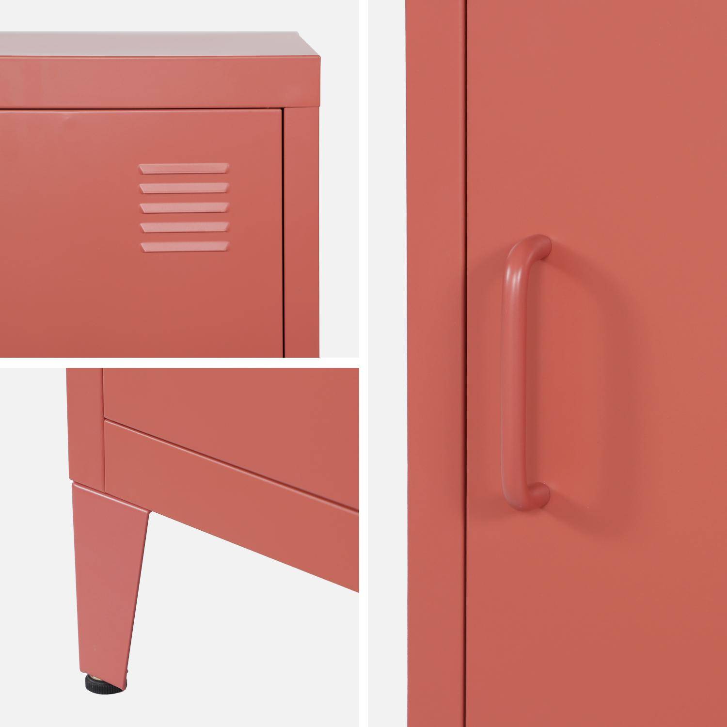 Lot de 2 tables de chevet en acier 1 porte, terracotta, casier, L 38 x P 38 x H 55,7 cm,sweeek,Photo4