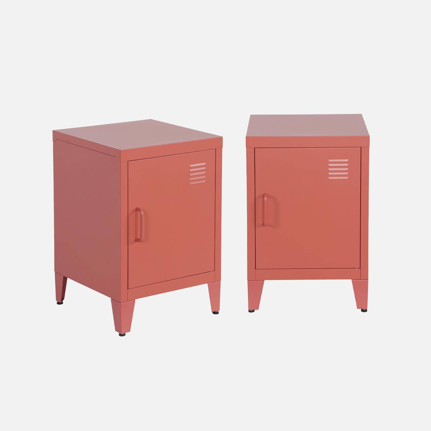 Set 2 comodini industriali, 1 anta, Soho, Terracotta, 38x38x57 cm Photo3