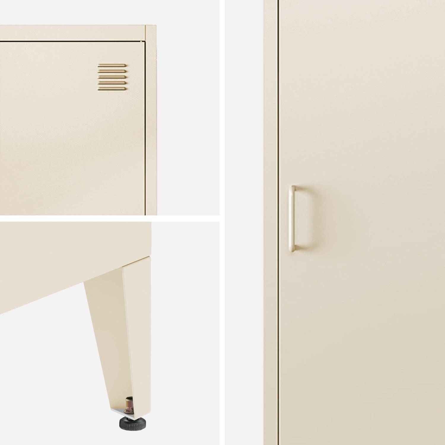 Armoire chambre enfant en acier beige, 4 espaces de rangement, casier, L 38 x P 38 x H 180 cm Photo5