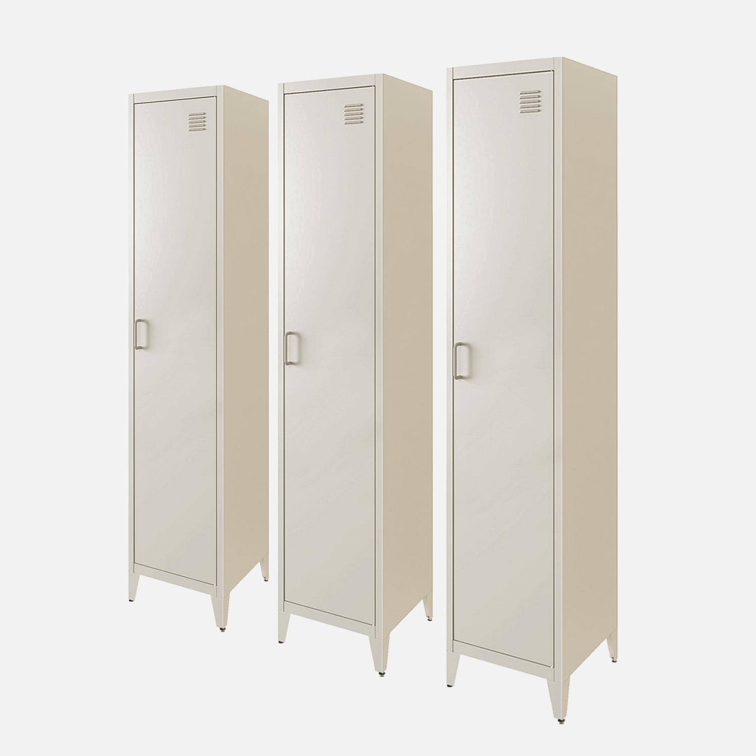 Armoire chambre enfant en acier beige, 4 espaces de rangement, casier, L 38 x P 38 x H 180 cm,sweeek,Photo2