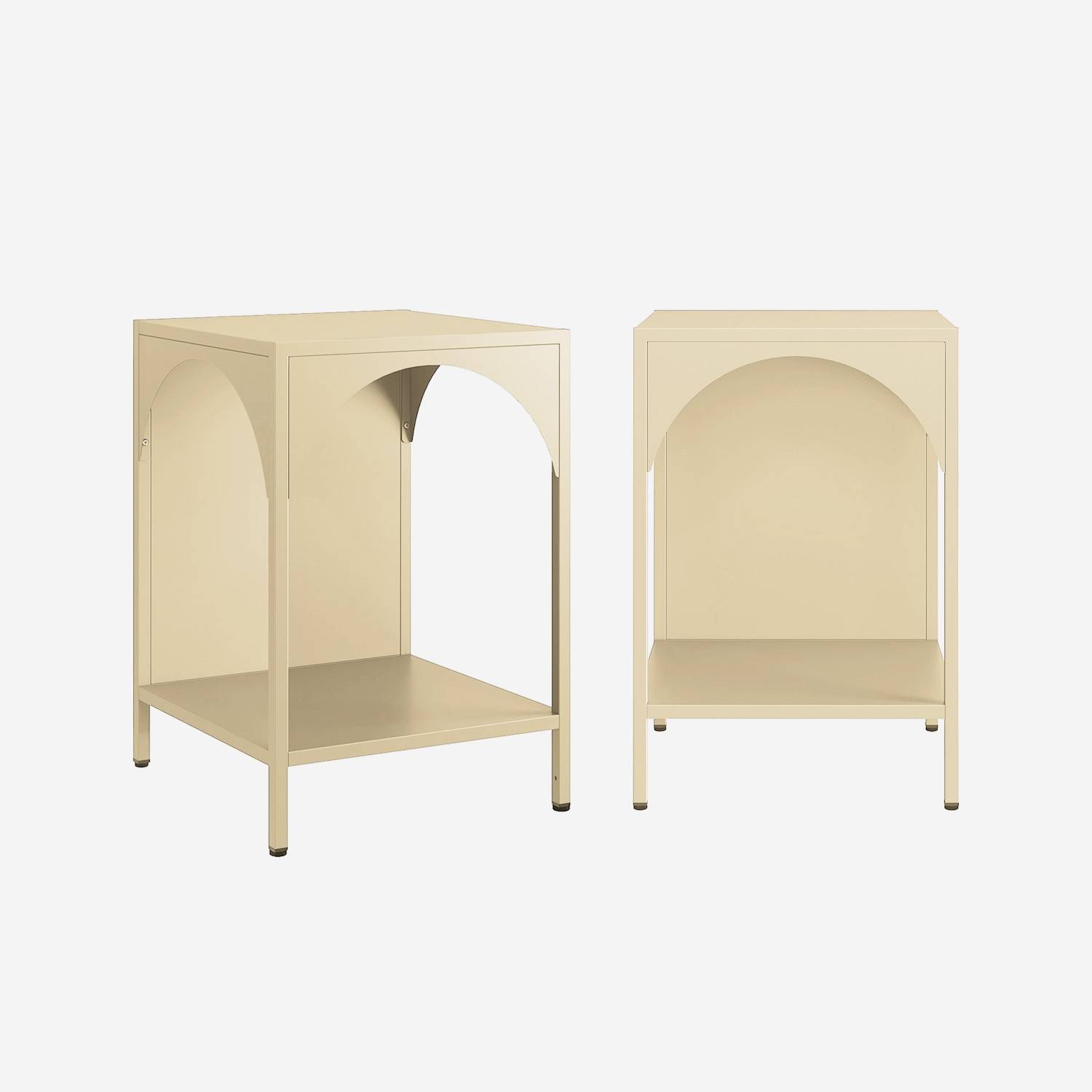 Lot de 2 tables de chevet, tables d'appoint beige