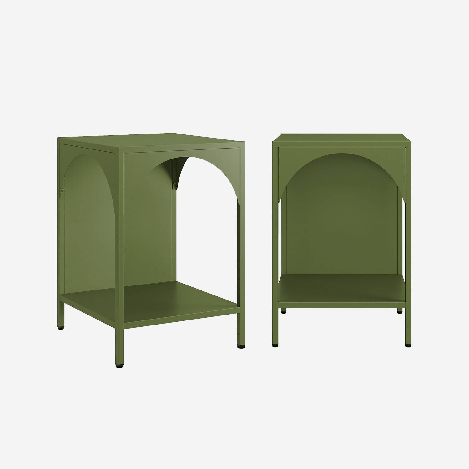 Lot de 2 tables de chevet, tables d'appoint kaki
