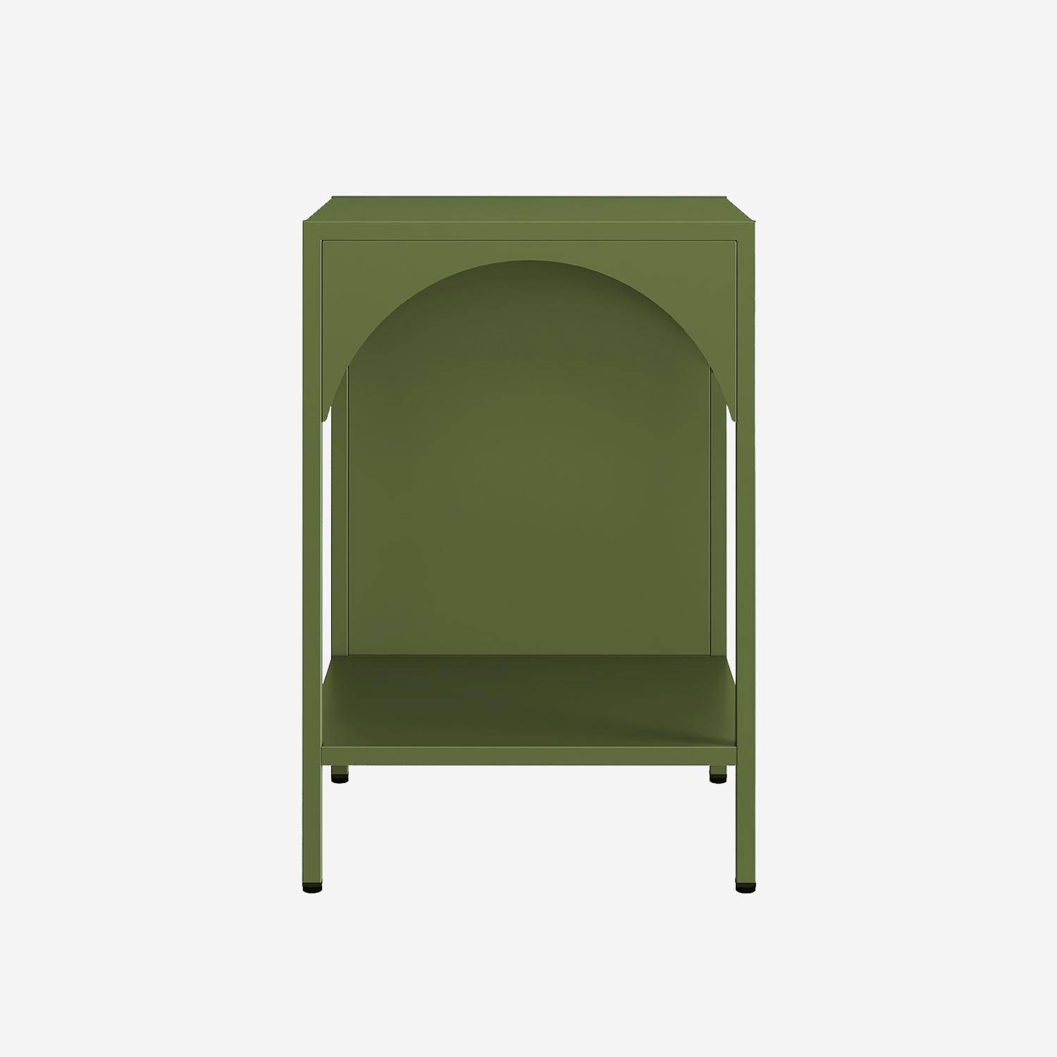 Lot de 2 tables de chevet, tables d'appoint en acier style industriel, kaki, L 35 x l 35 x H 51cm Photo4