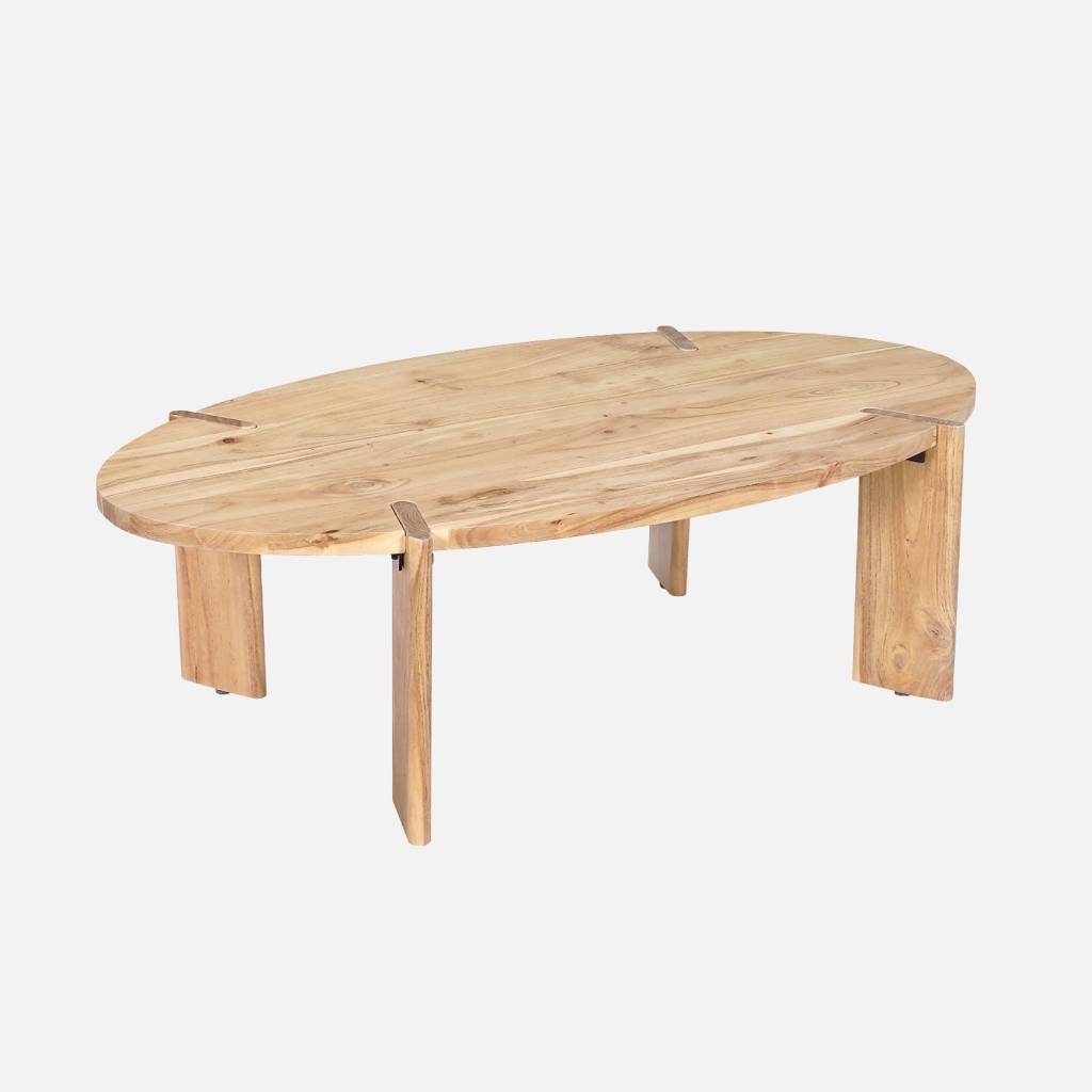 Table basse ovale en bois d'acacia naturel 120 cm
