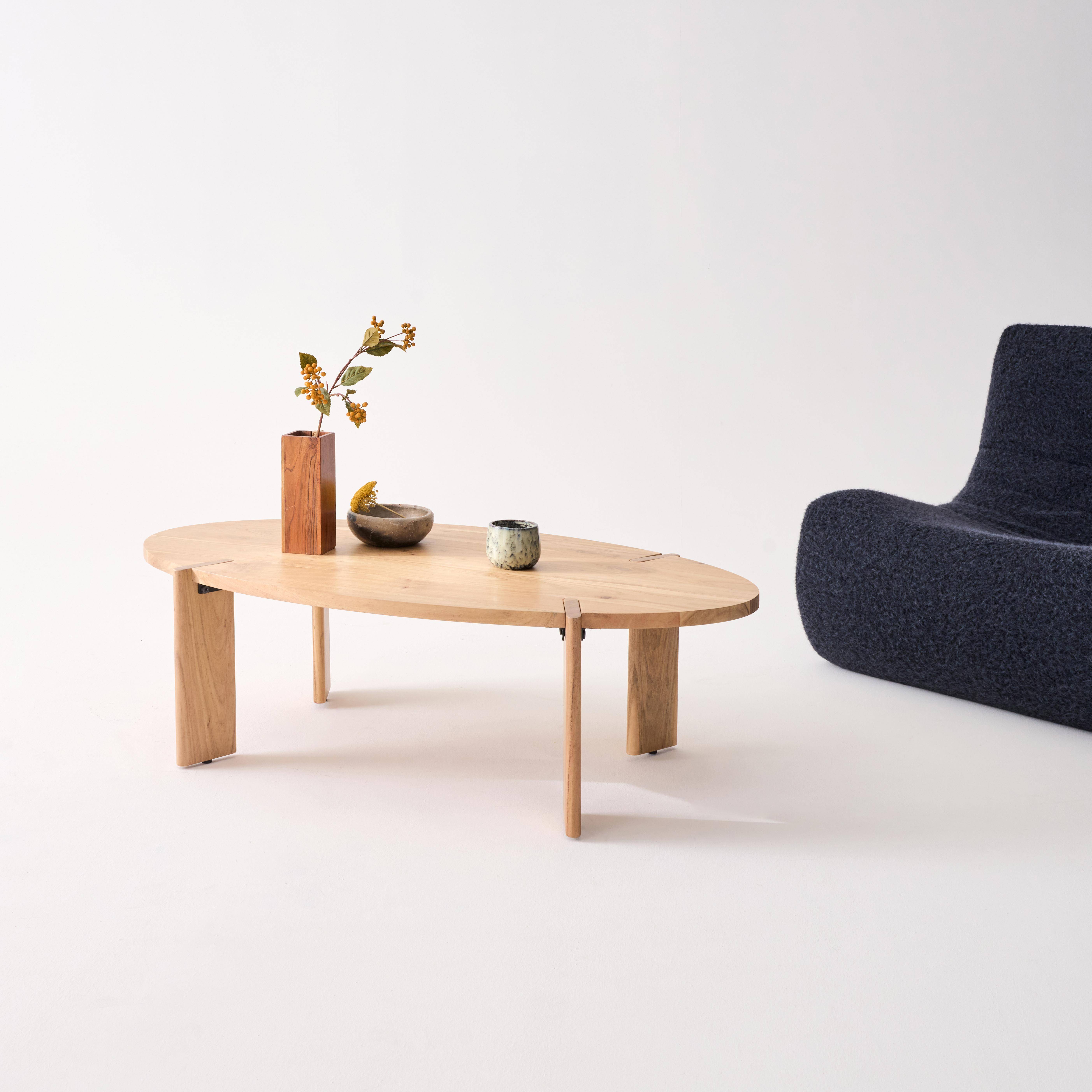 Table basse ovale en bois d'acacia naturel 120cm,sweeek,Photo2