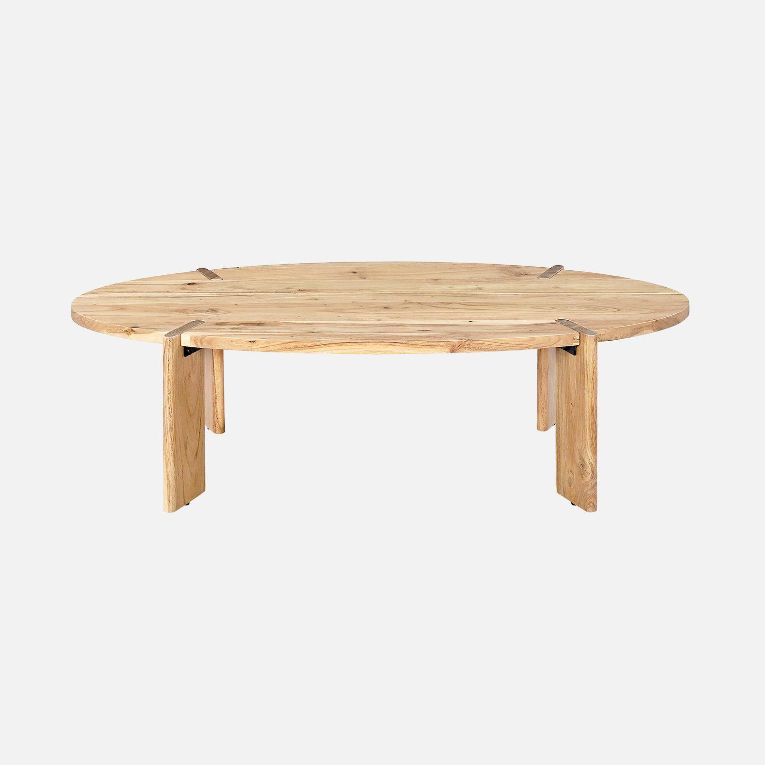 Table basse ovale en bois d'acacia naturel 120cm,sweeek,Photo3