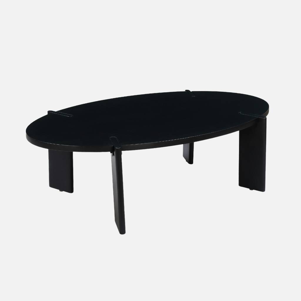 Table basse ovale en bois de manguier massif 120 cm noir