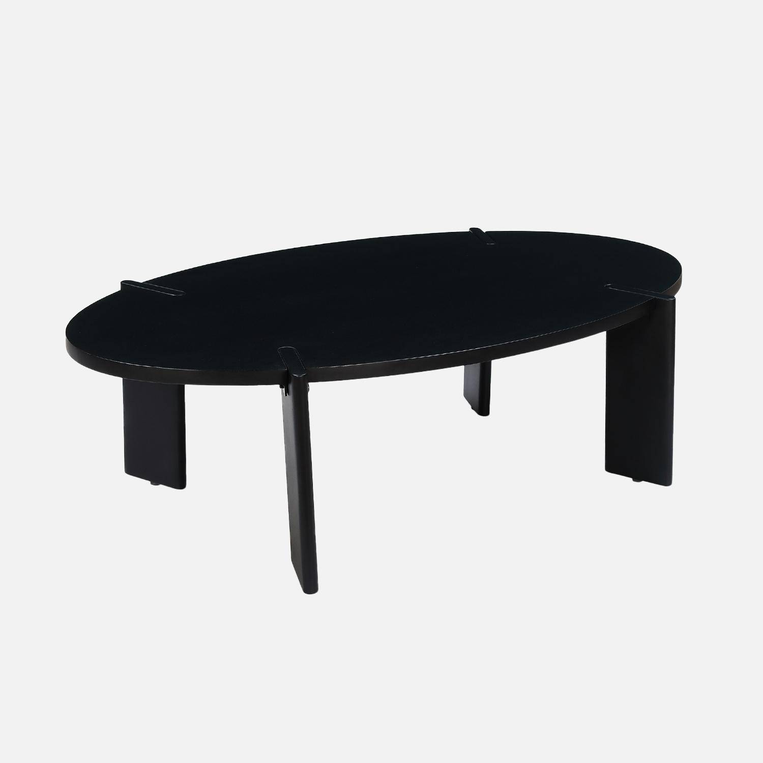 Table basse ovale en bois de manguier massif noir 120cm Photo2
