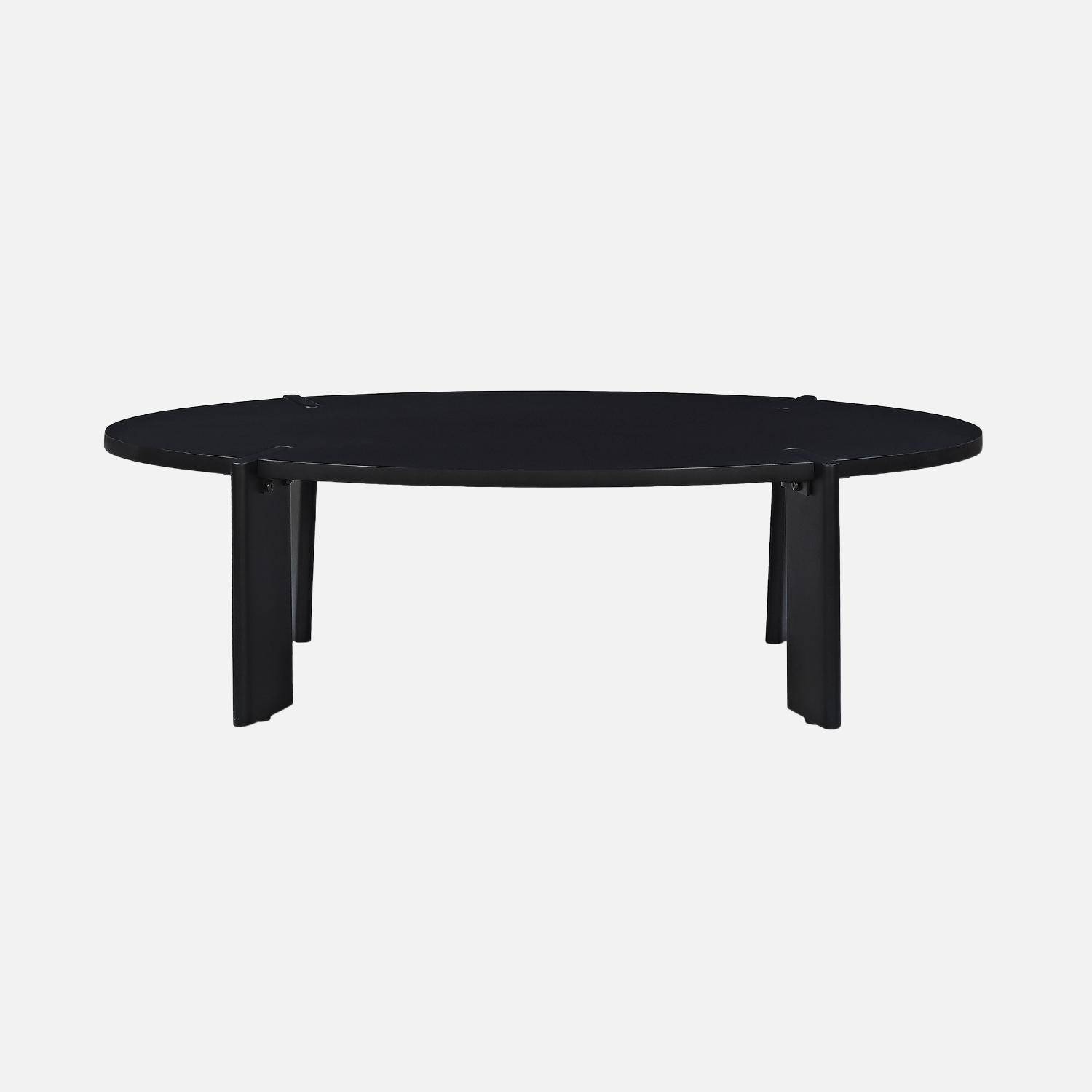 Table basse ovale en bois de manguier massif noir 120cm Photo3