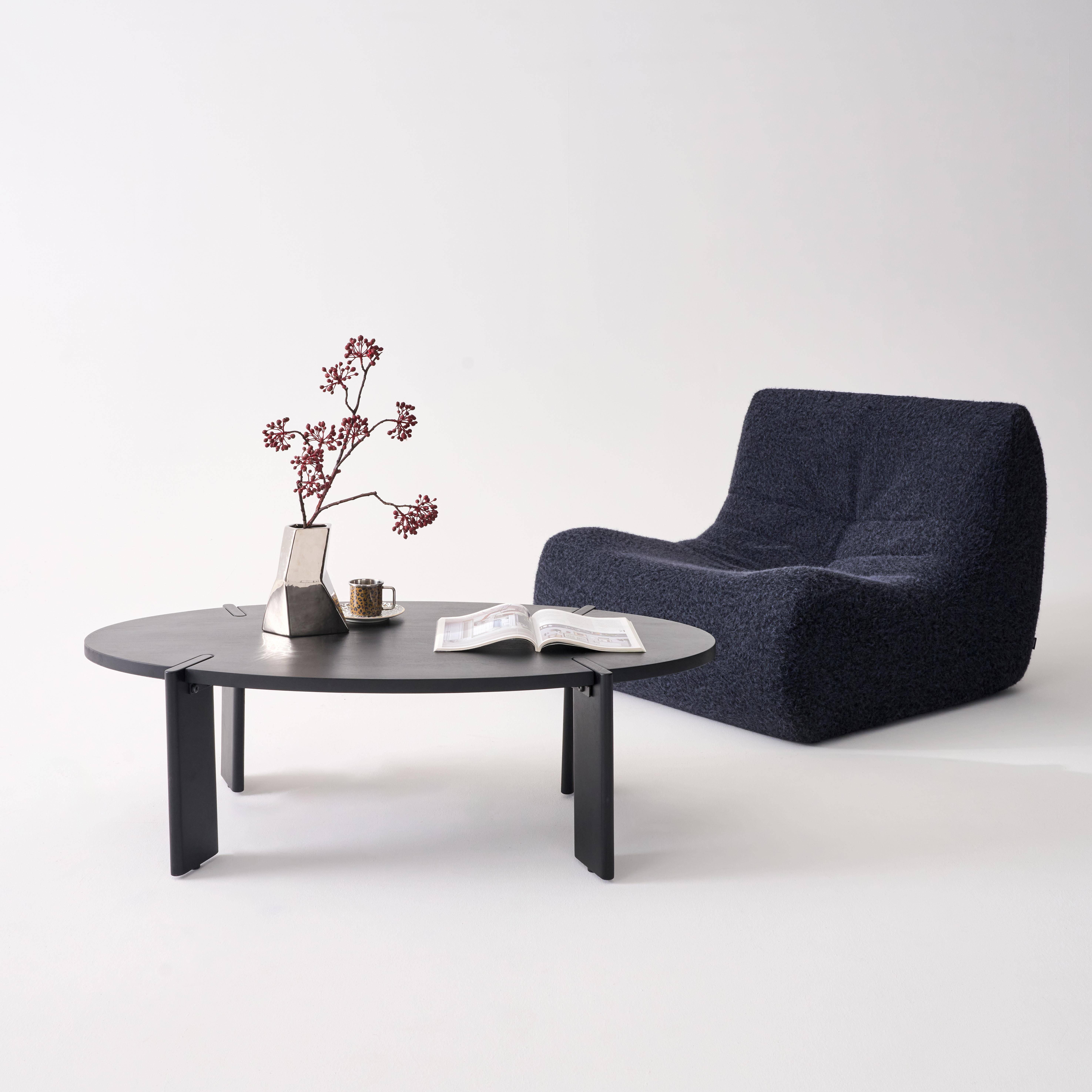 Table basse ovale en bois de manguier massif noir 120cm,sweeek,Photo1