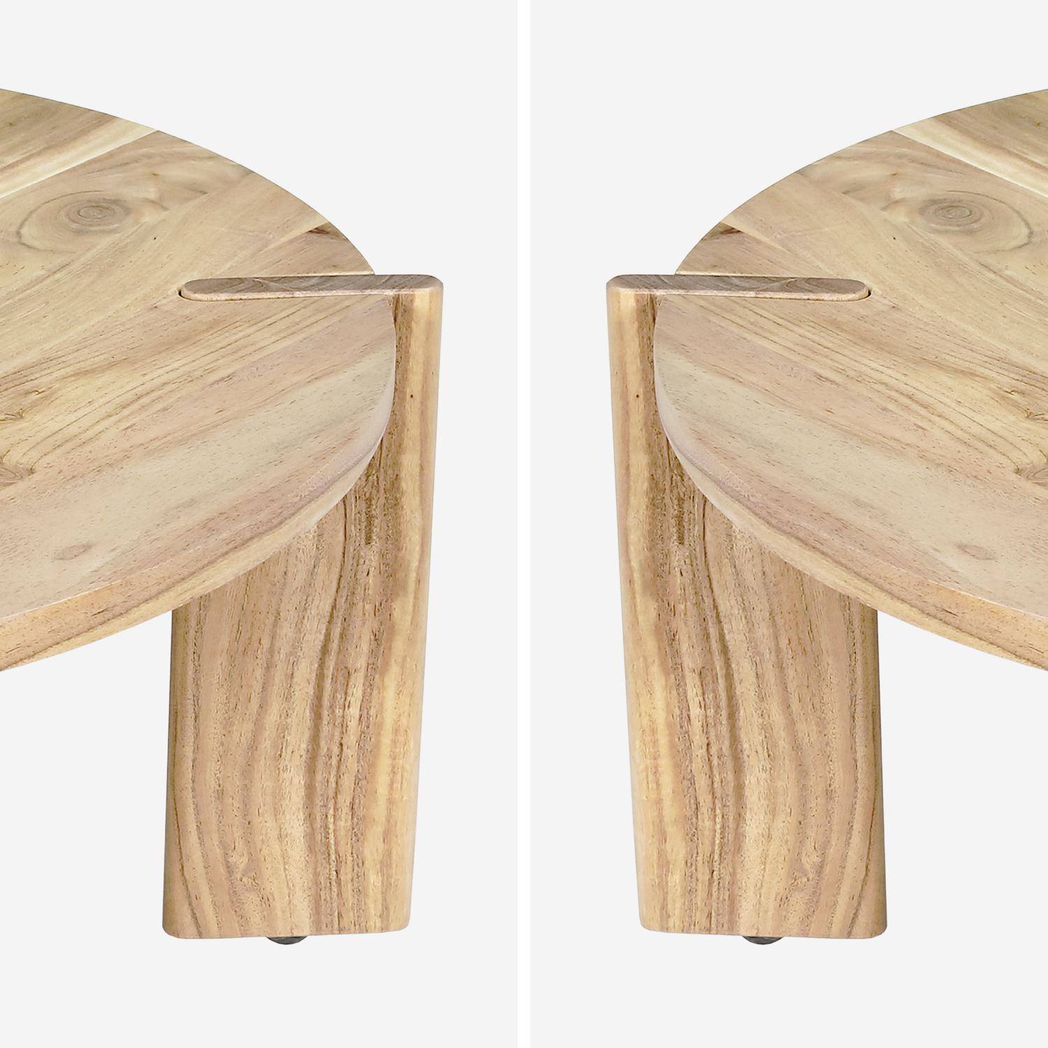 Round Solid Acacia Wood Coffee Table Reva, Natural, 80x80x36 cm Photo2