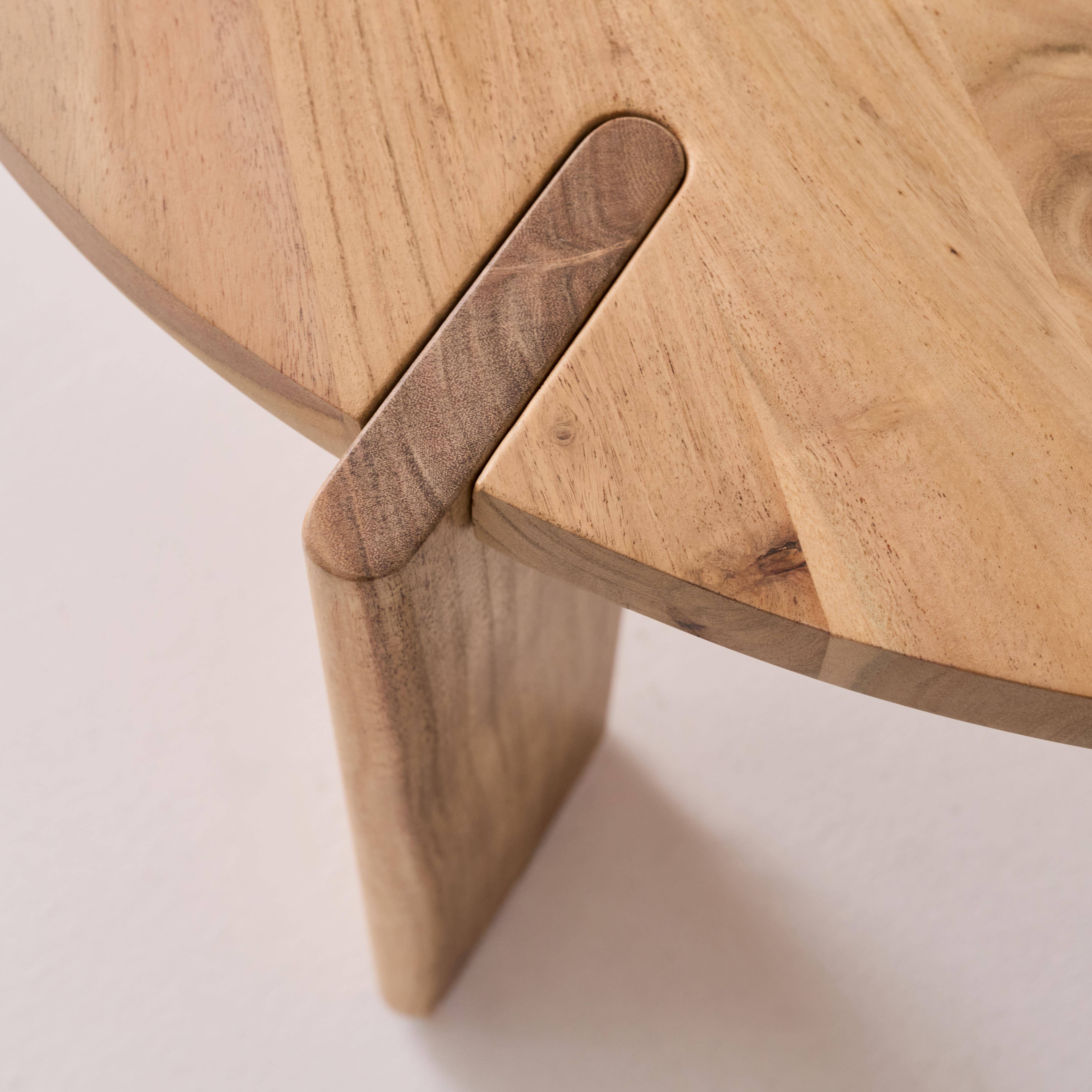 Tavolino da caffè esotico rotondo in legno massello, Reva, Marrone naturale, 80x80x36 cm Photo3