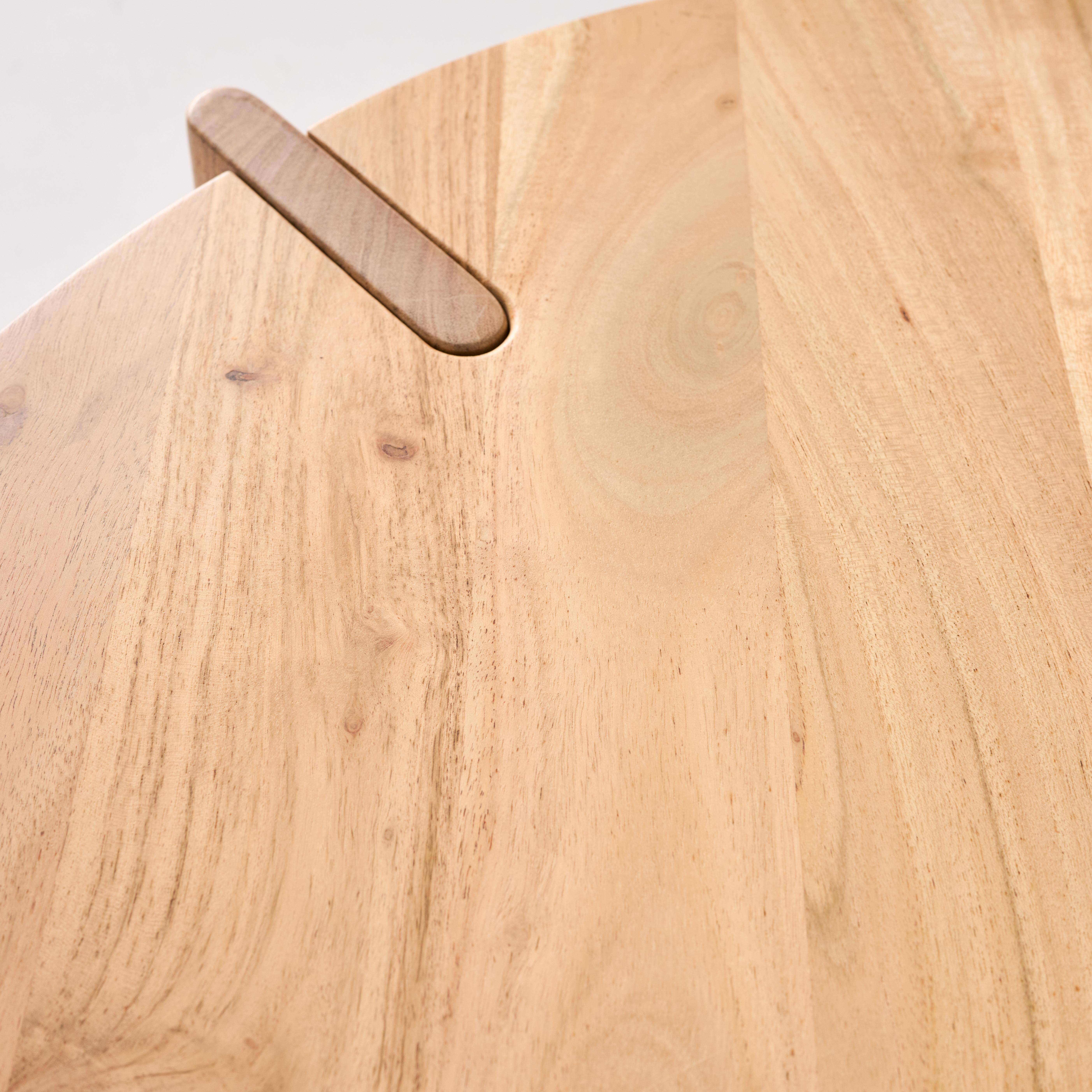 Tavolino da caffè esotico rotondo in legno massello, Reva, Marrone naturale, 80x80x36 cm,sweeek,Photo4