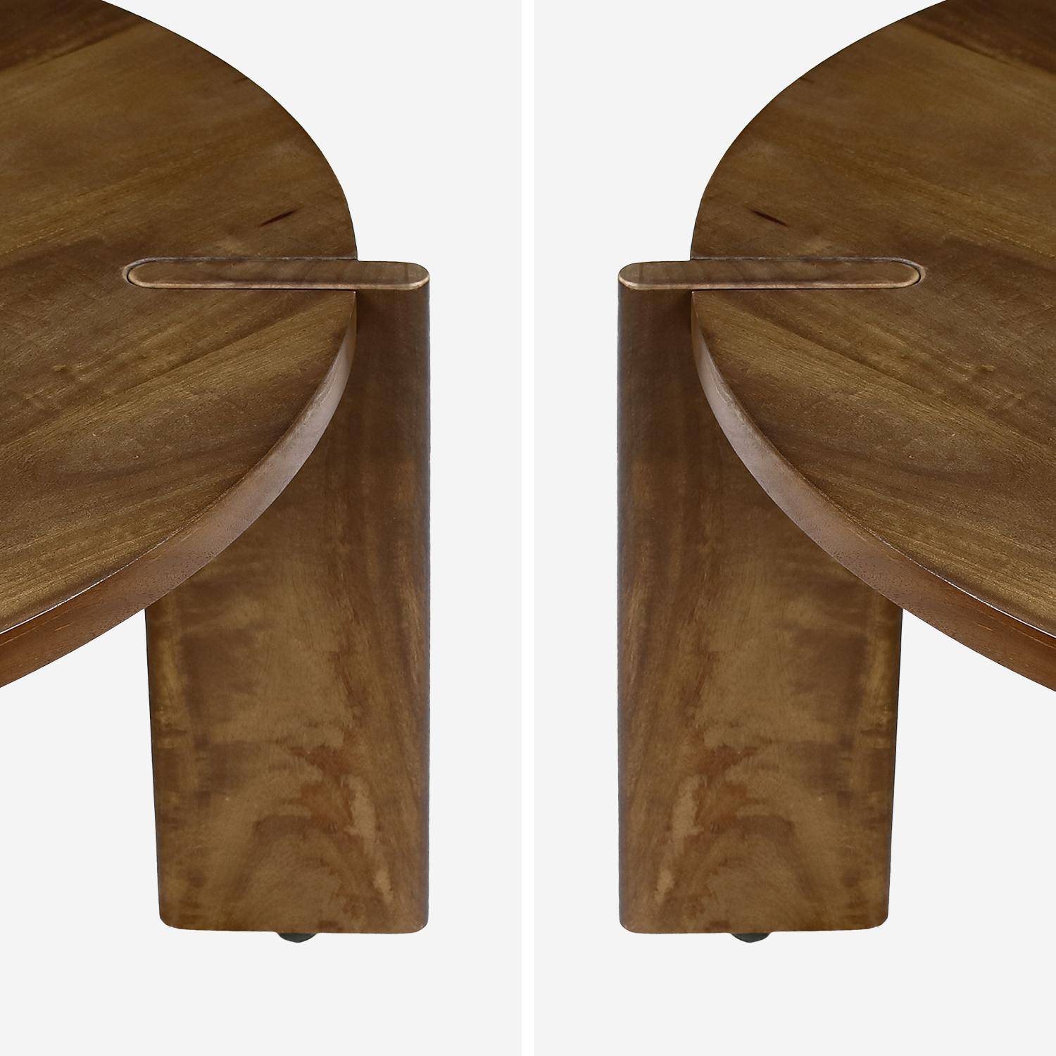 Table basse ronde en bois de manguier massif noyer 80 cm - Reva Photo3