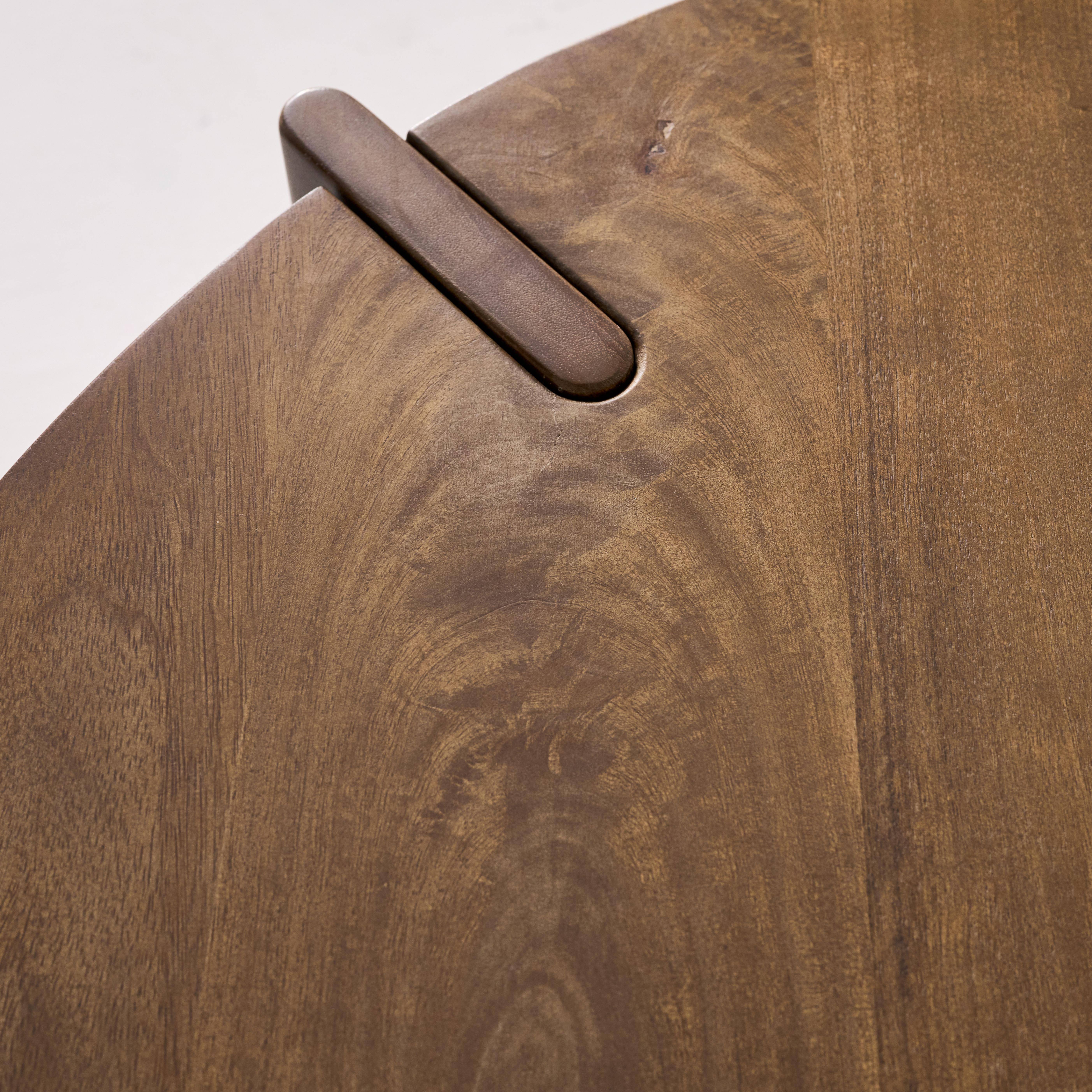 Round Solid Mango Wood Coffee Table, Reva, Walnut coloured, 80x80x36 cm Photo3