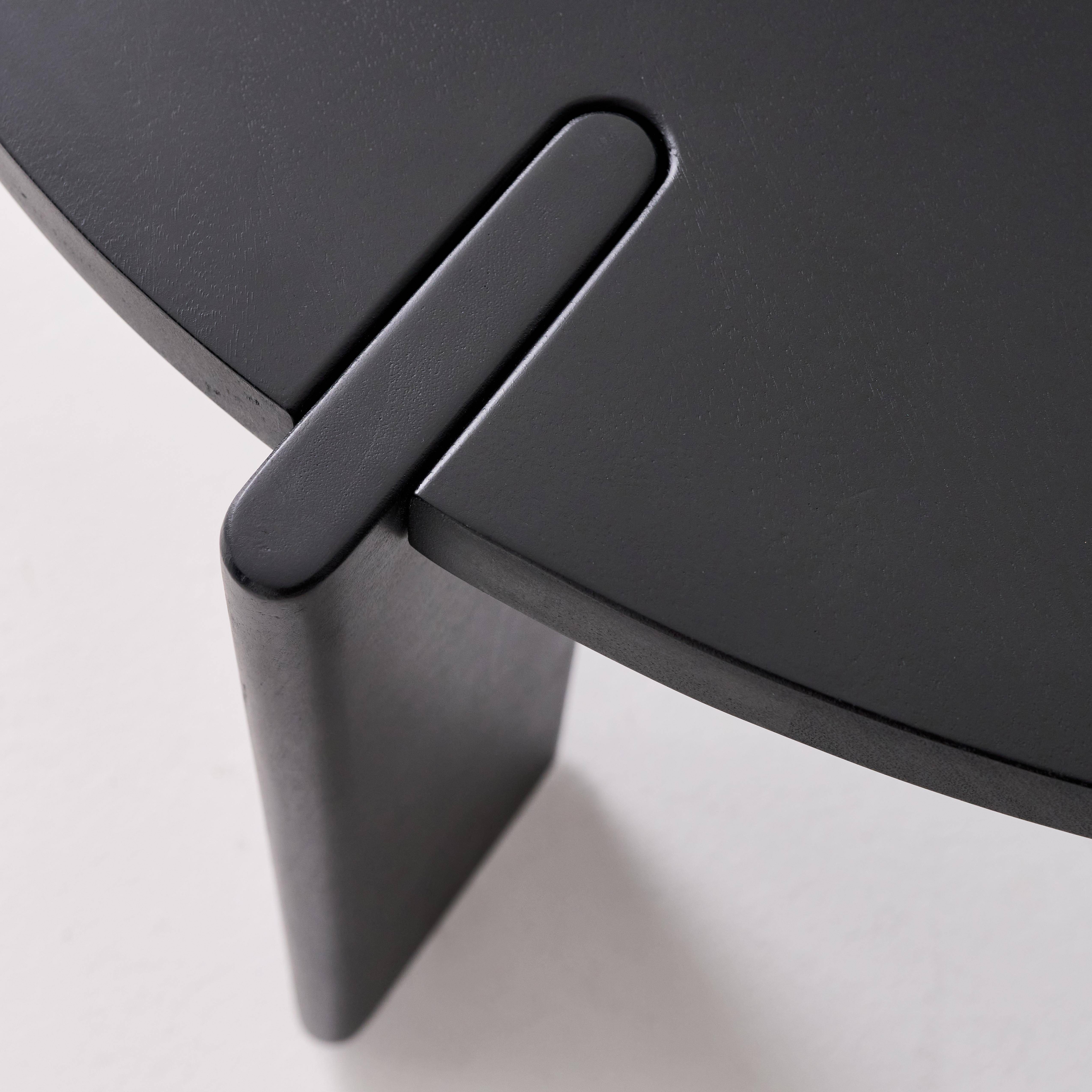 Round Solid Mango Wood Coffee Table, Reva, Black, 80x80x36 cm Photo3